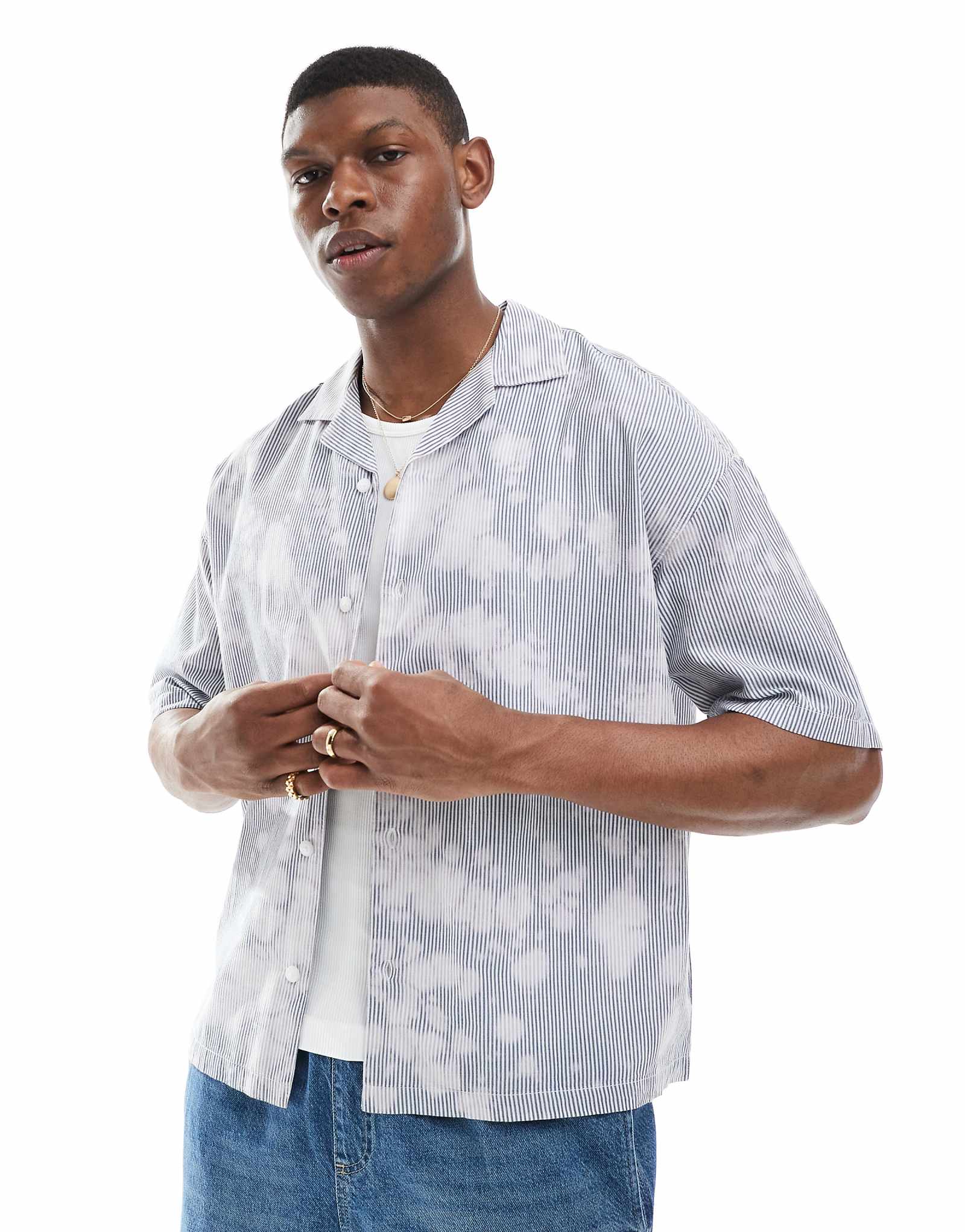 Pull-Bear natural tie-dye shirt in ecru 7290₽