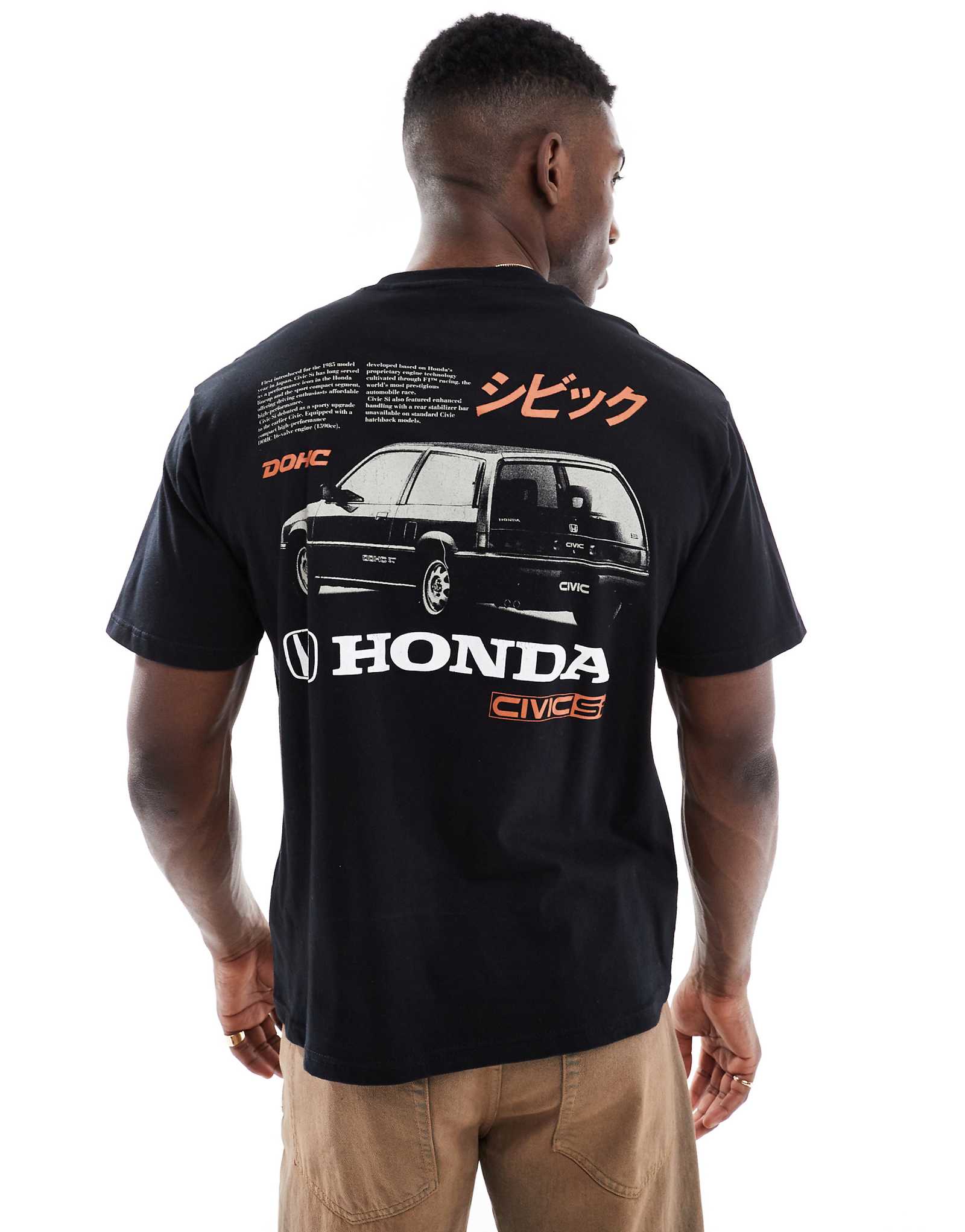 Pull-Bear Honda graphic t-shirt in black 5290₽