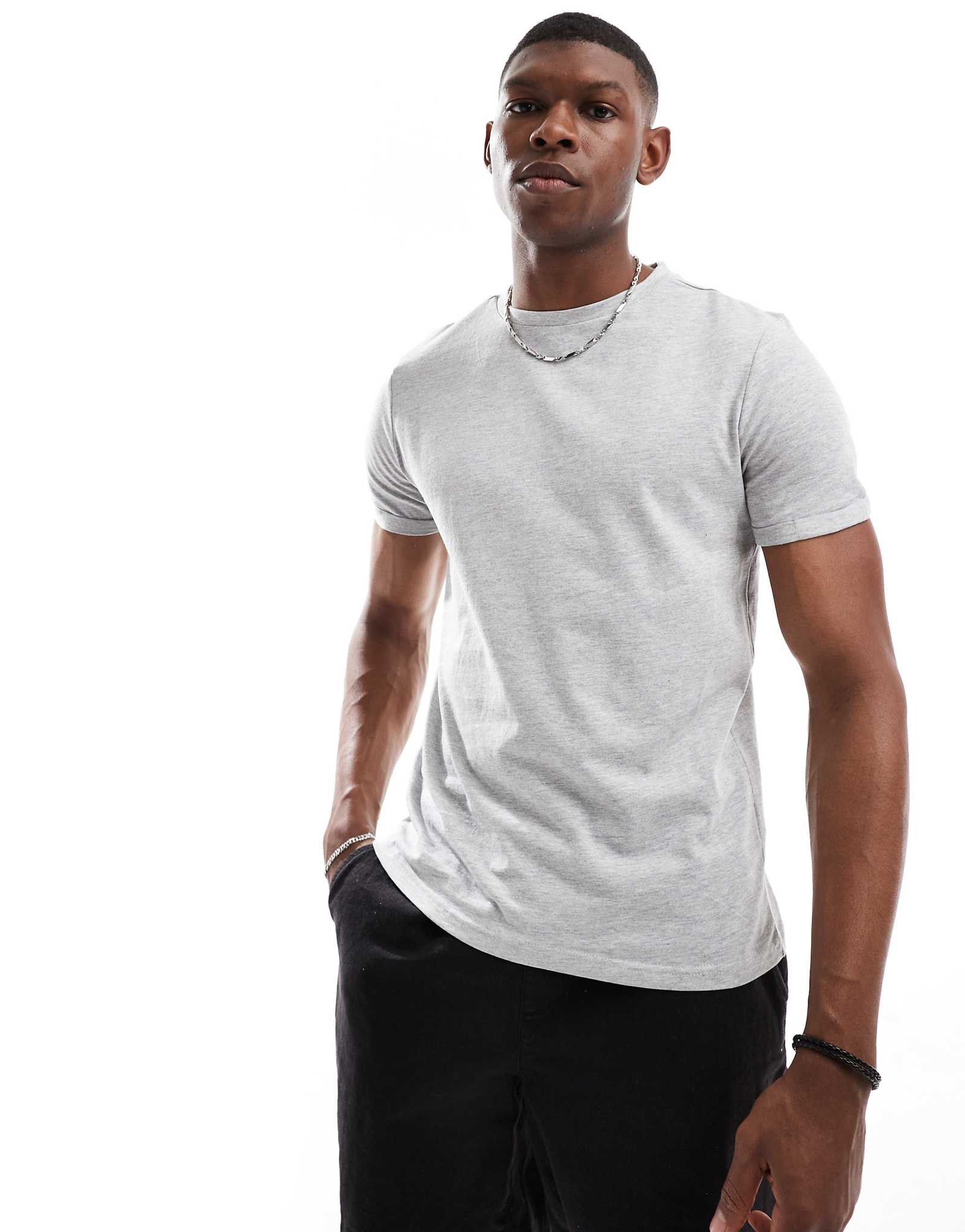 Pull-Bear muscle fit t-shirt in heather gray 2590₽