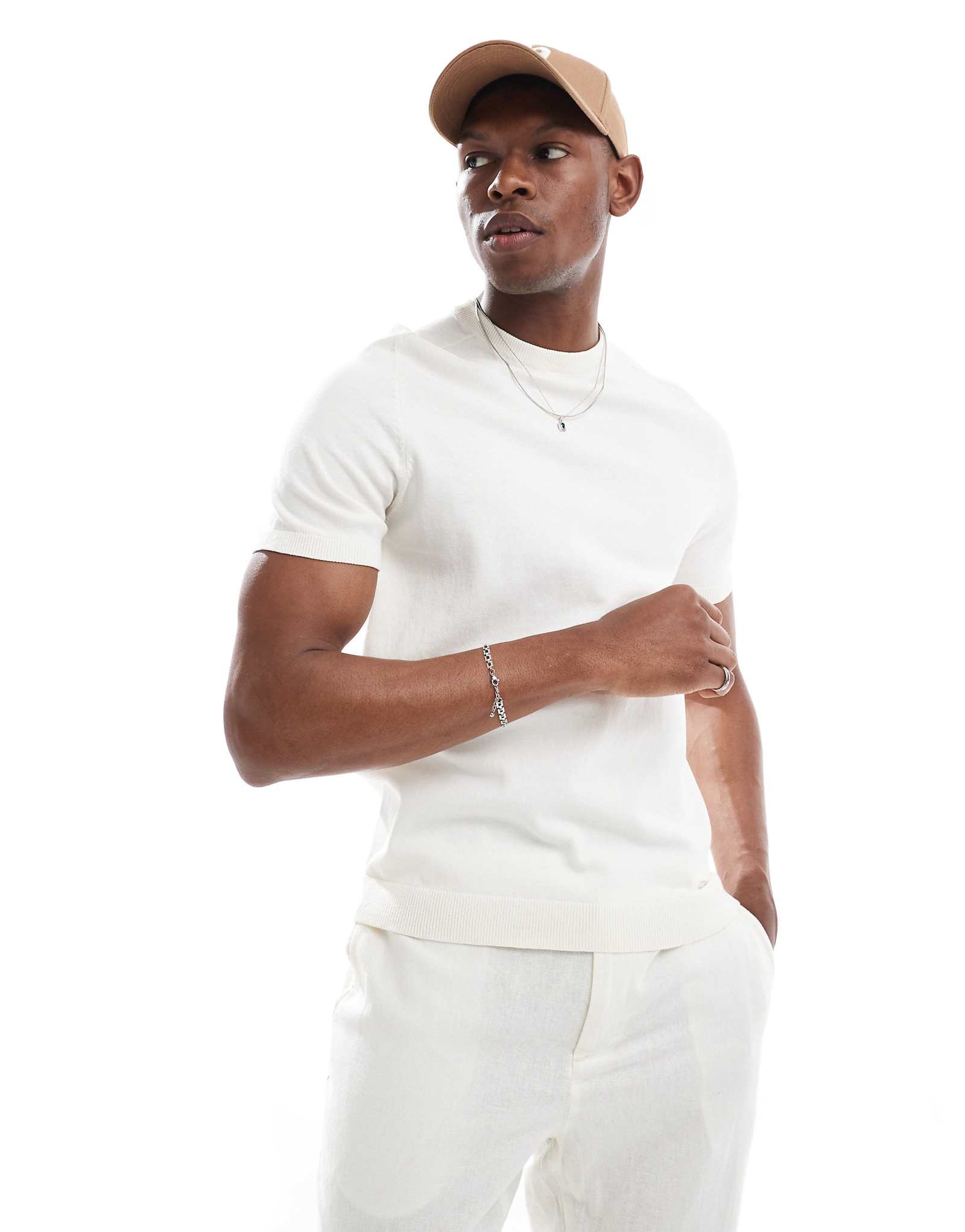 Threadbare knit crew neck T-shirt in ecru 3490₽