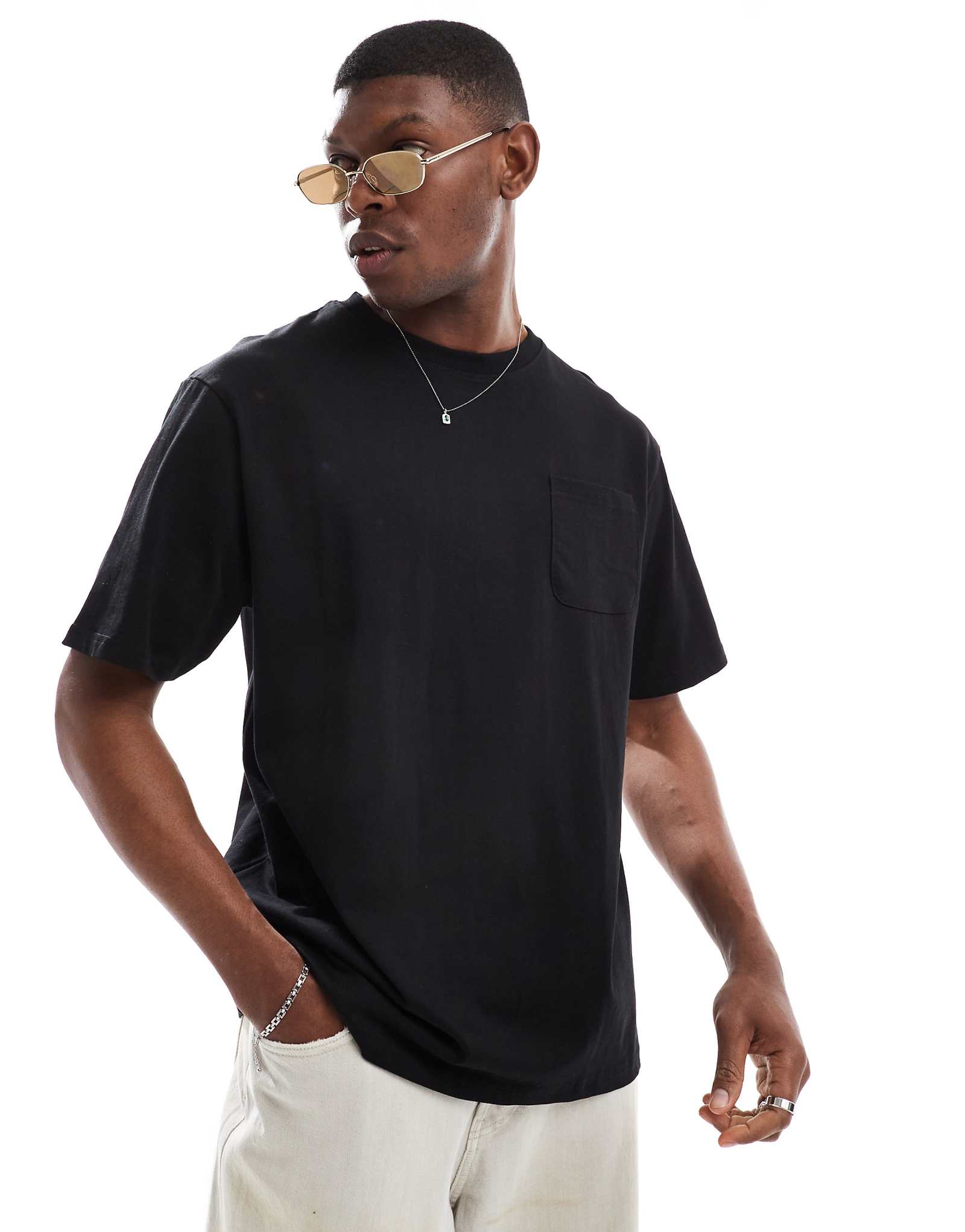 Threadbare 220 GSM relaxed fit T-shirt with pocket in black 2690₽