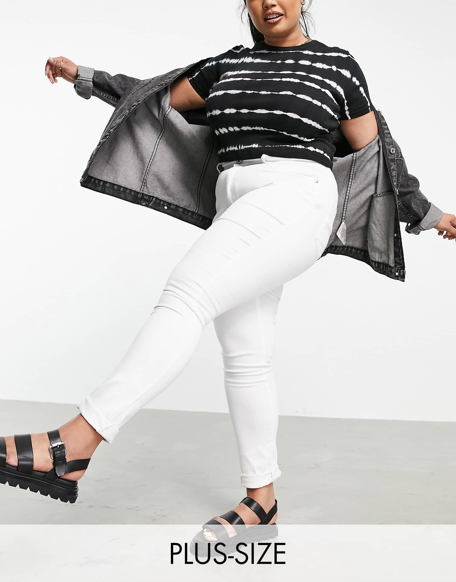 Only Curve Augusta high waisted skinny jean in white 5390₽