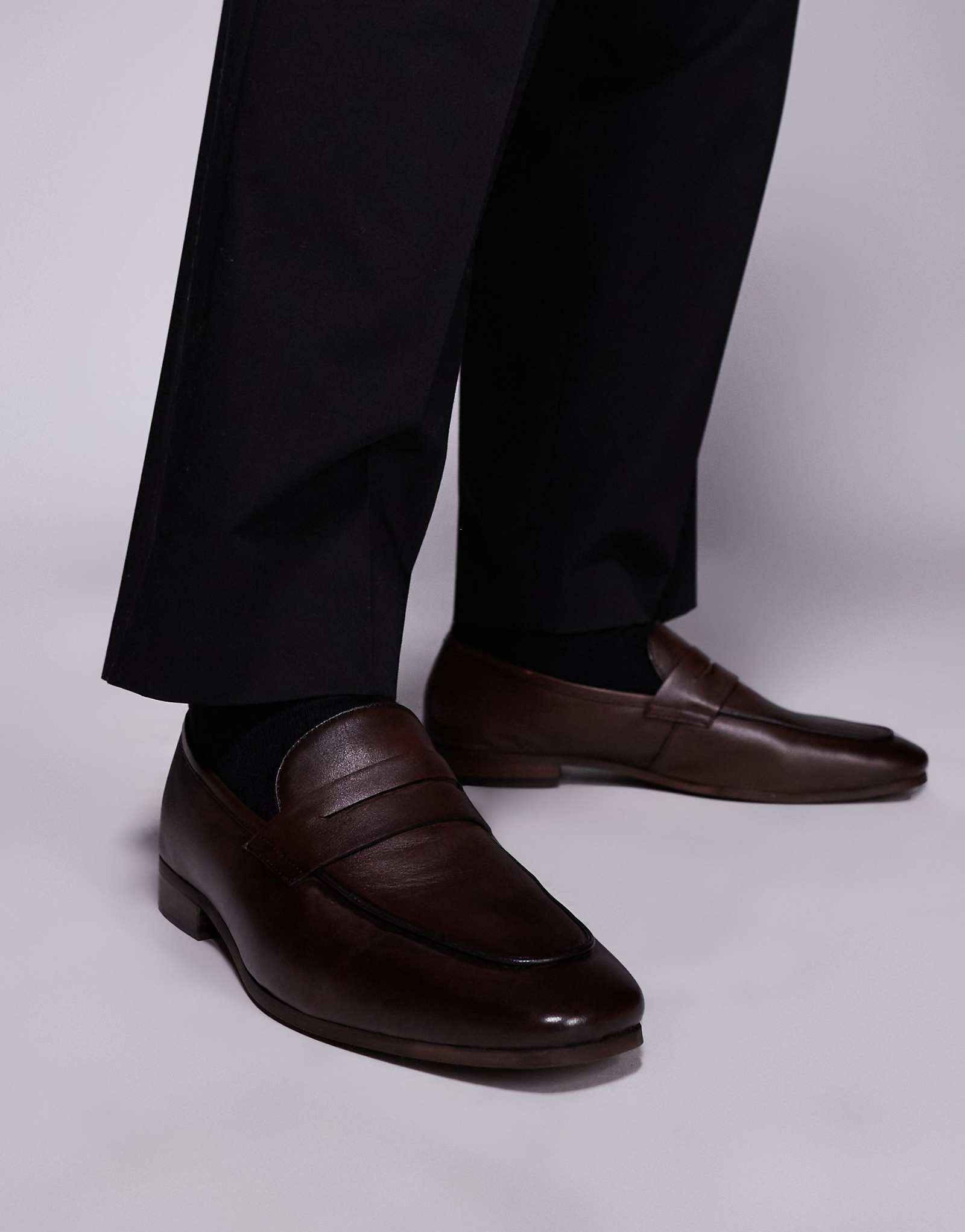 Walk London Capri saddle loafers in brown leather