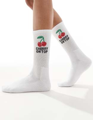 Носки Vero Moda Cherry On Top белого цвета