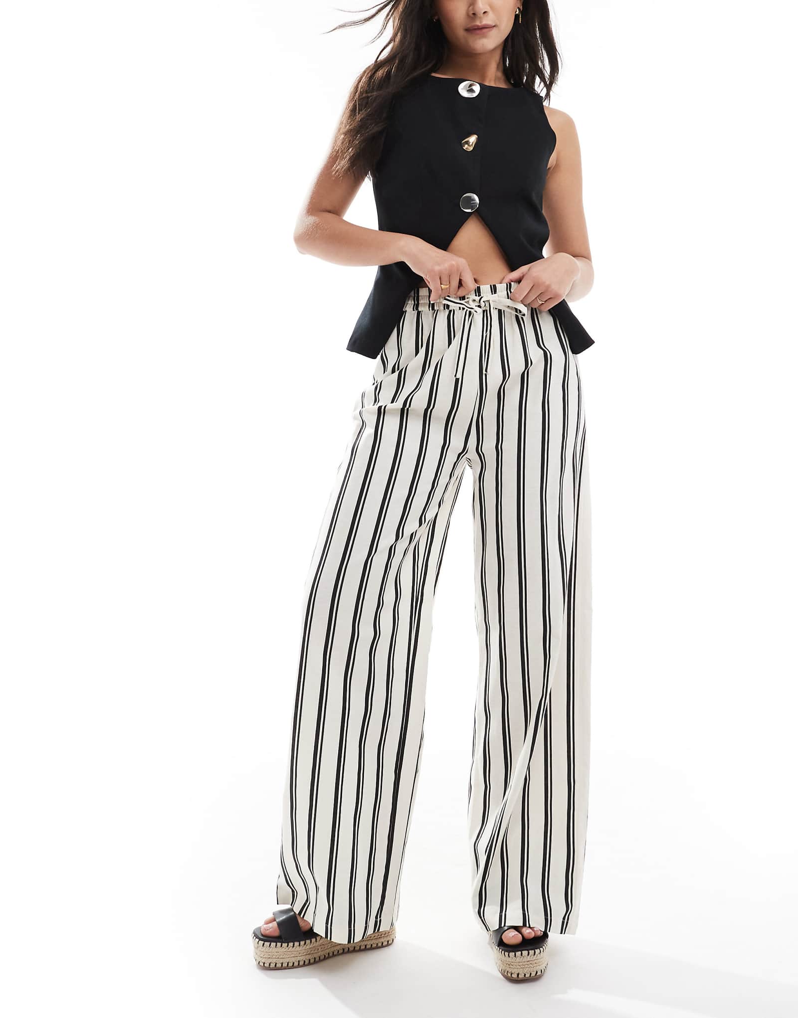 Wednesdays Girl striped wide leg pants in white 6990₽