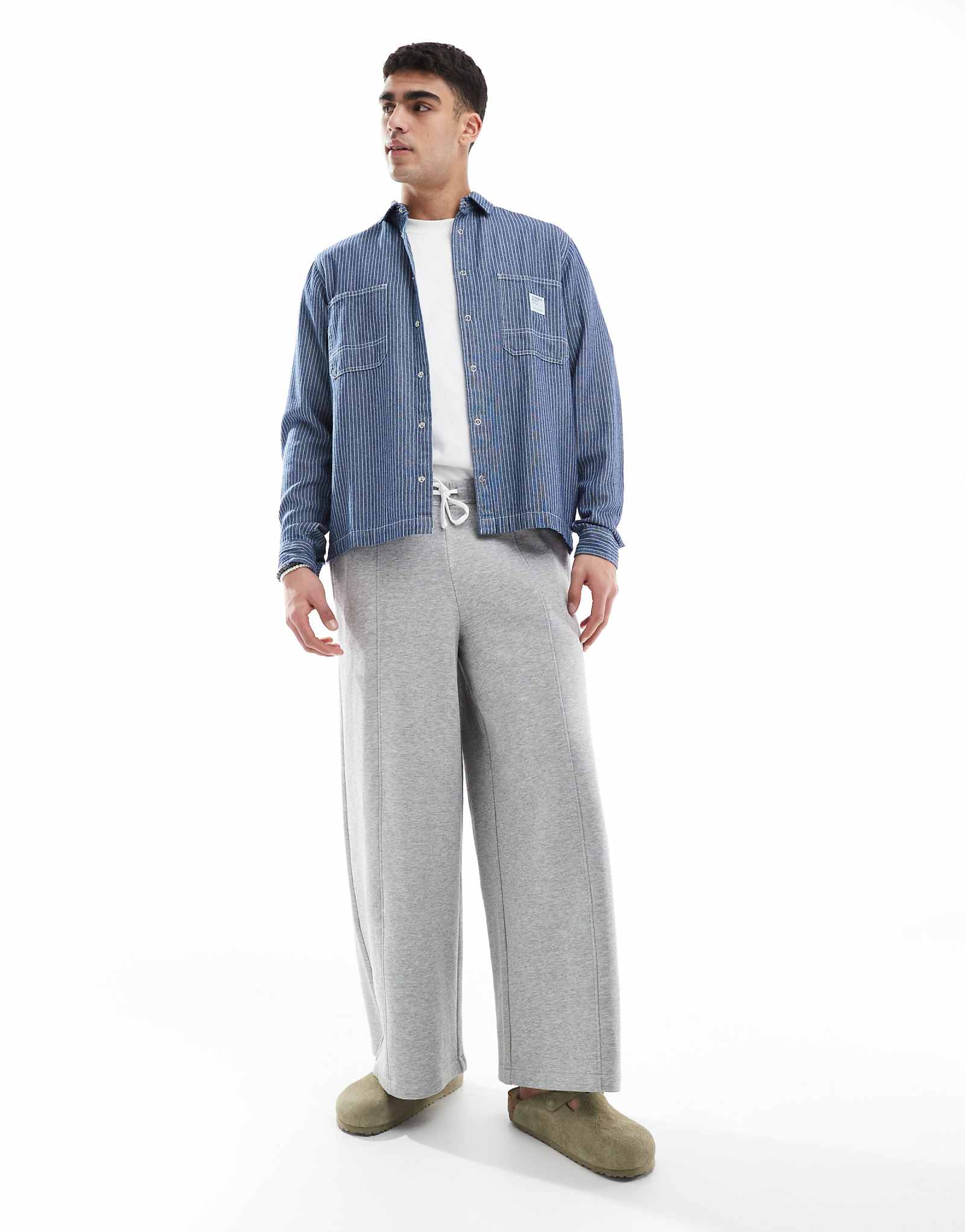 ASOS DESIGN super wide sweatpants in gray heather 6590₽