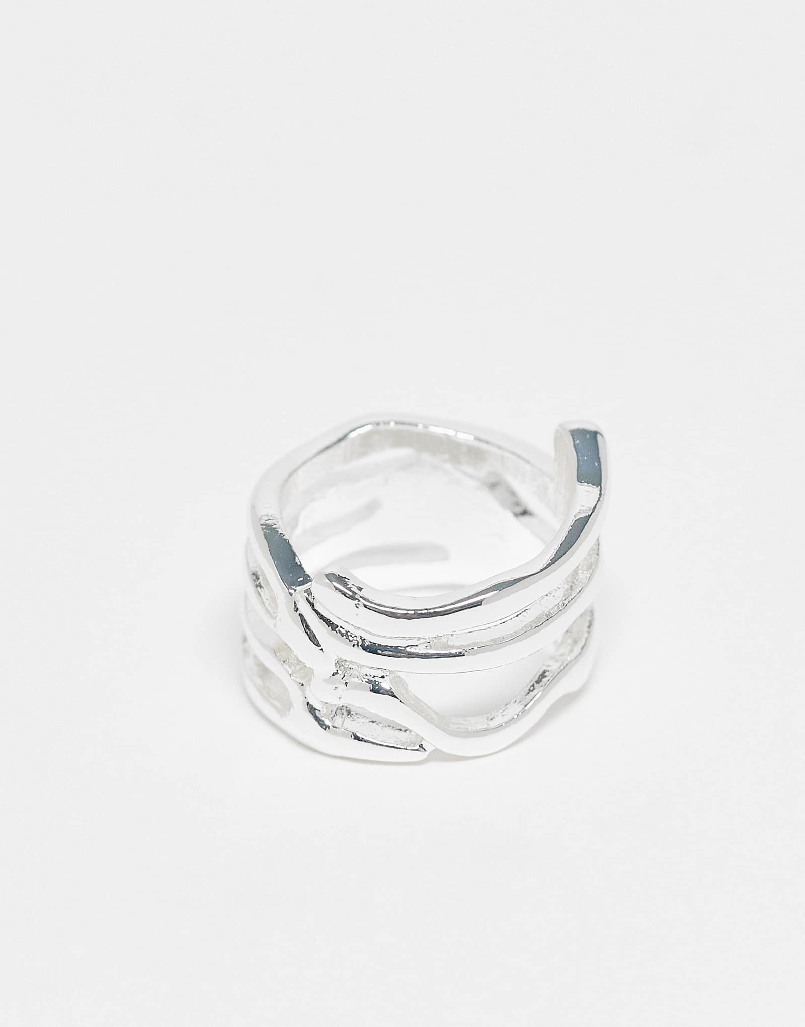 ASOS DESIGN silver plated ring with twisted design 2390₽