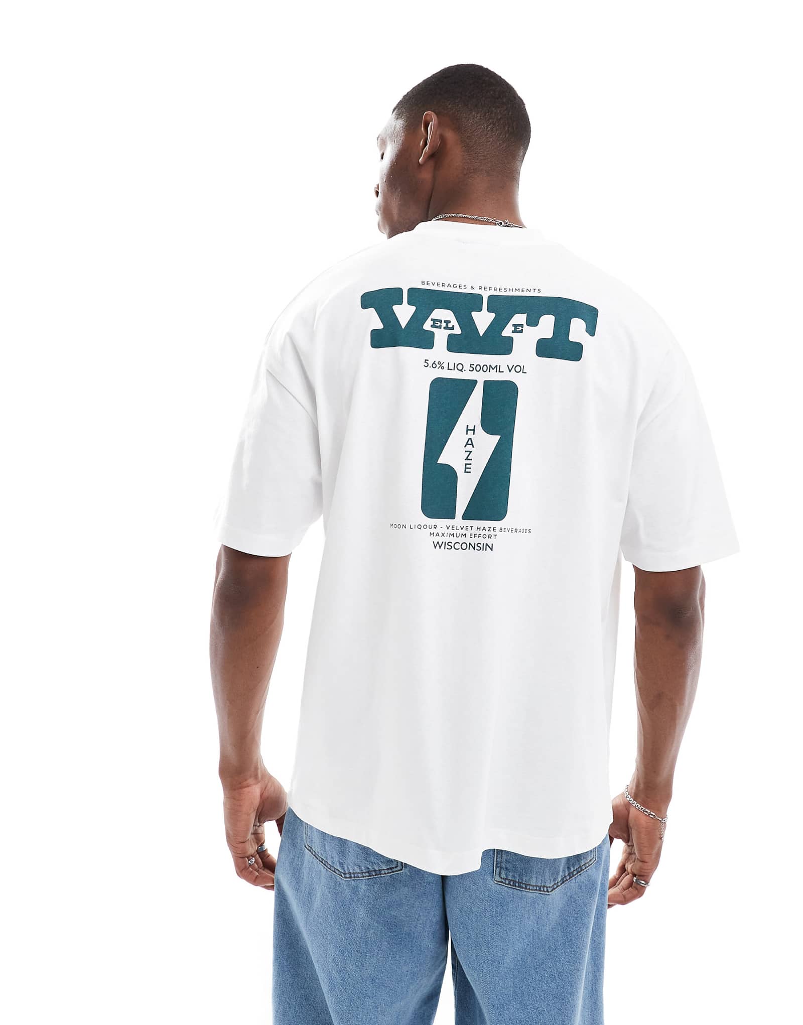 ASOS DESIGN oversized t-shirt with text graphics in white 4690₽