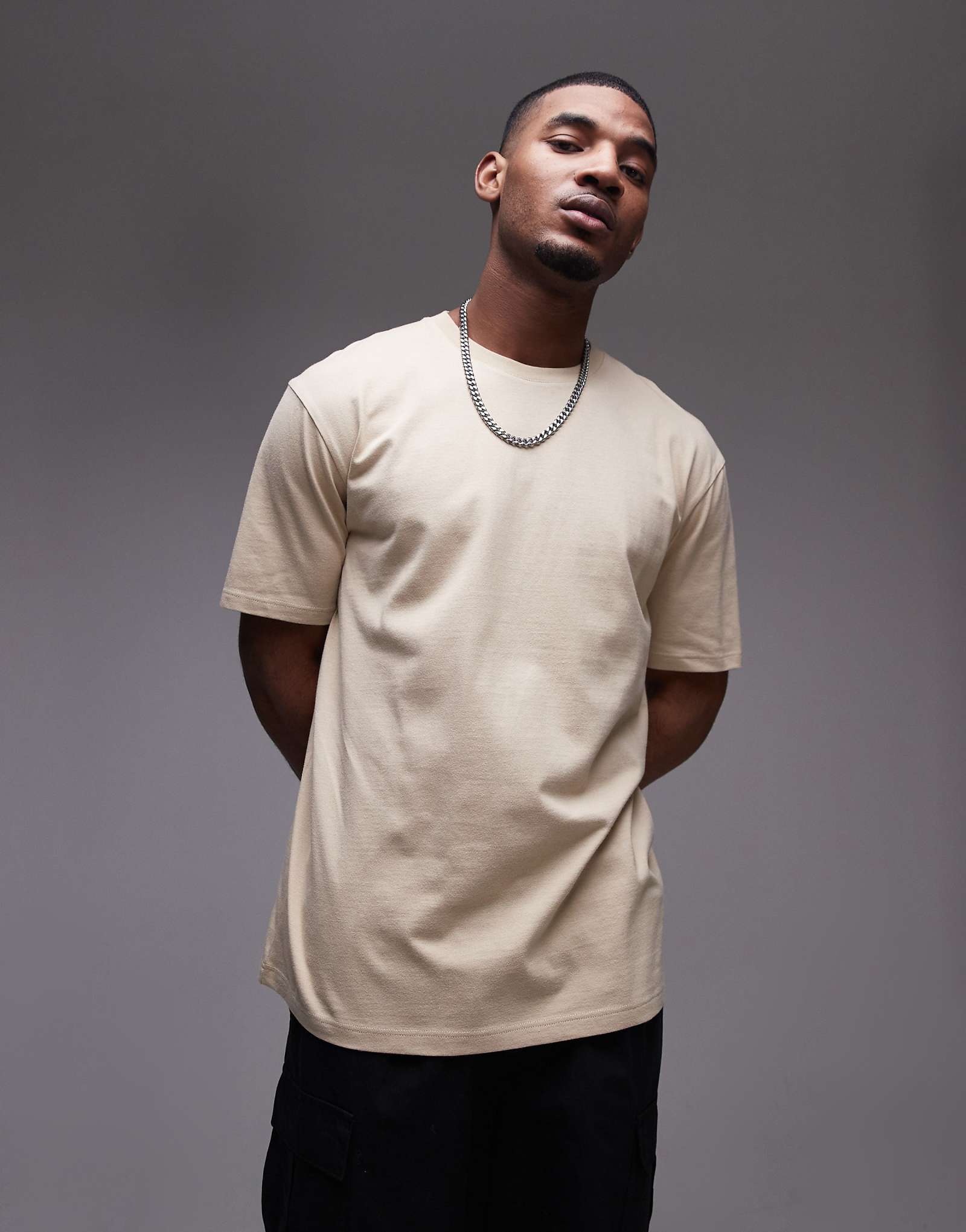 Topman oversized fit t-shirt in stone 3590₽