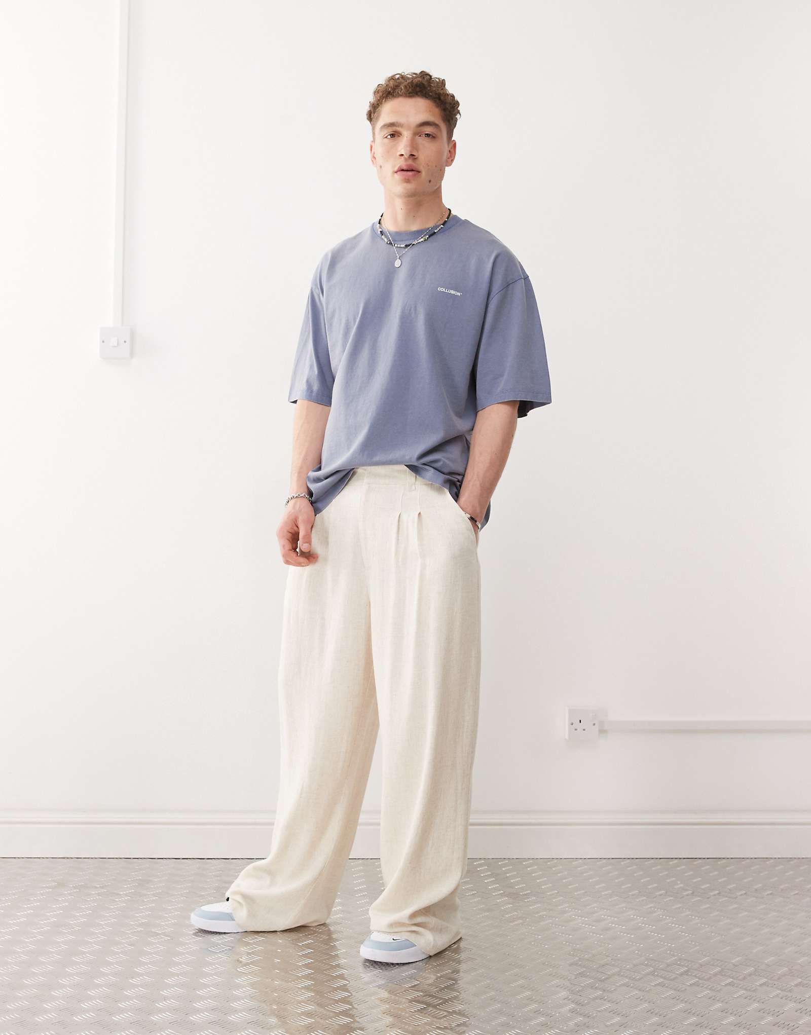 COLLUSION tailored linen pants in stone 4990₽