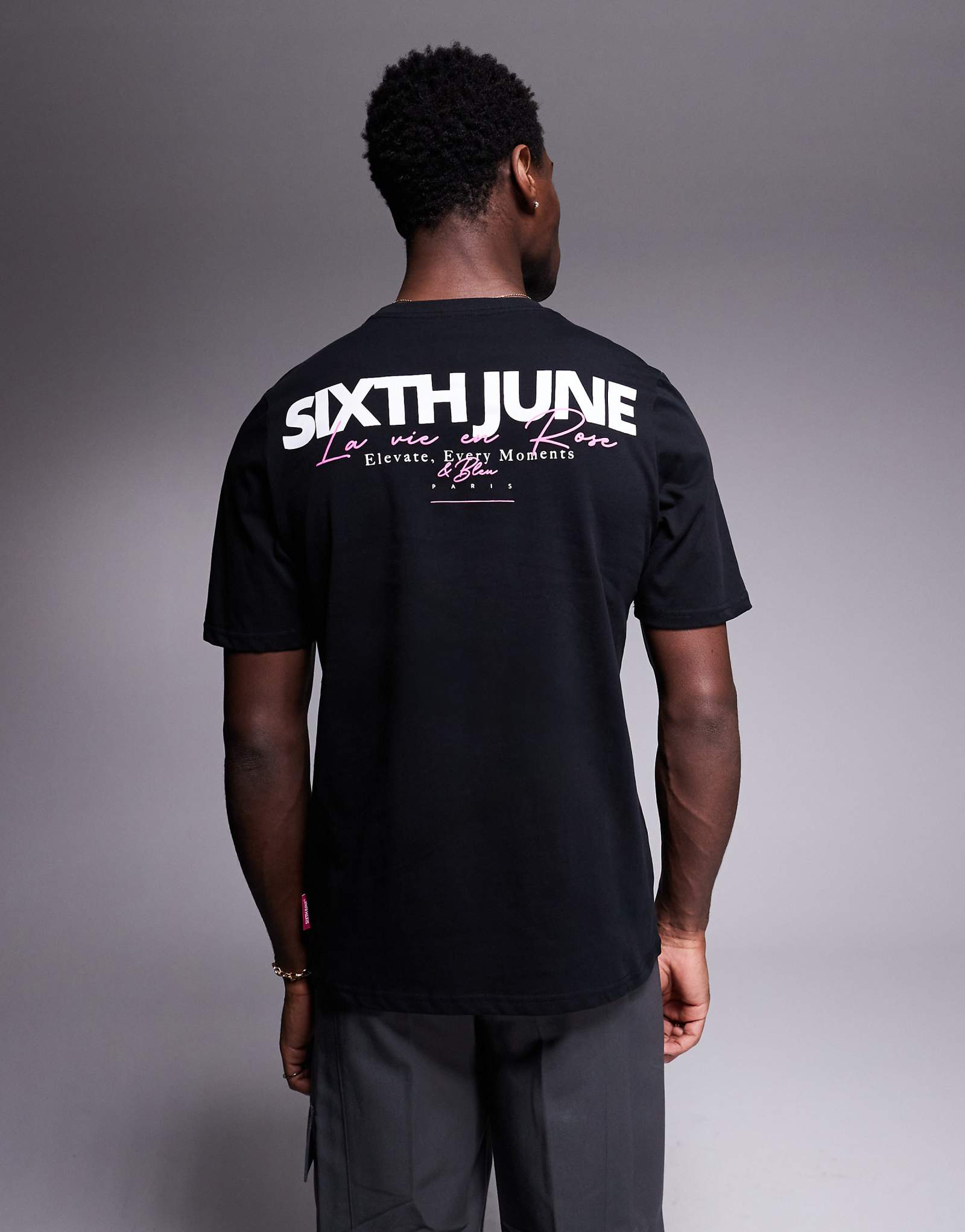 Sixth June script logo back print t-shirt in black 10590₽