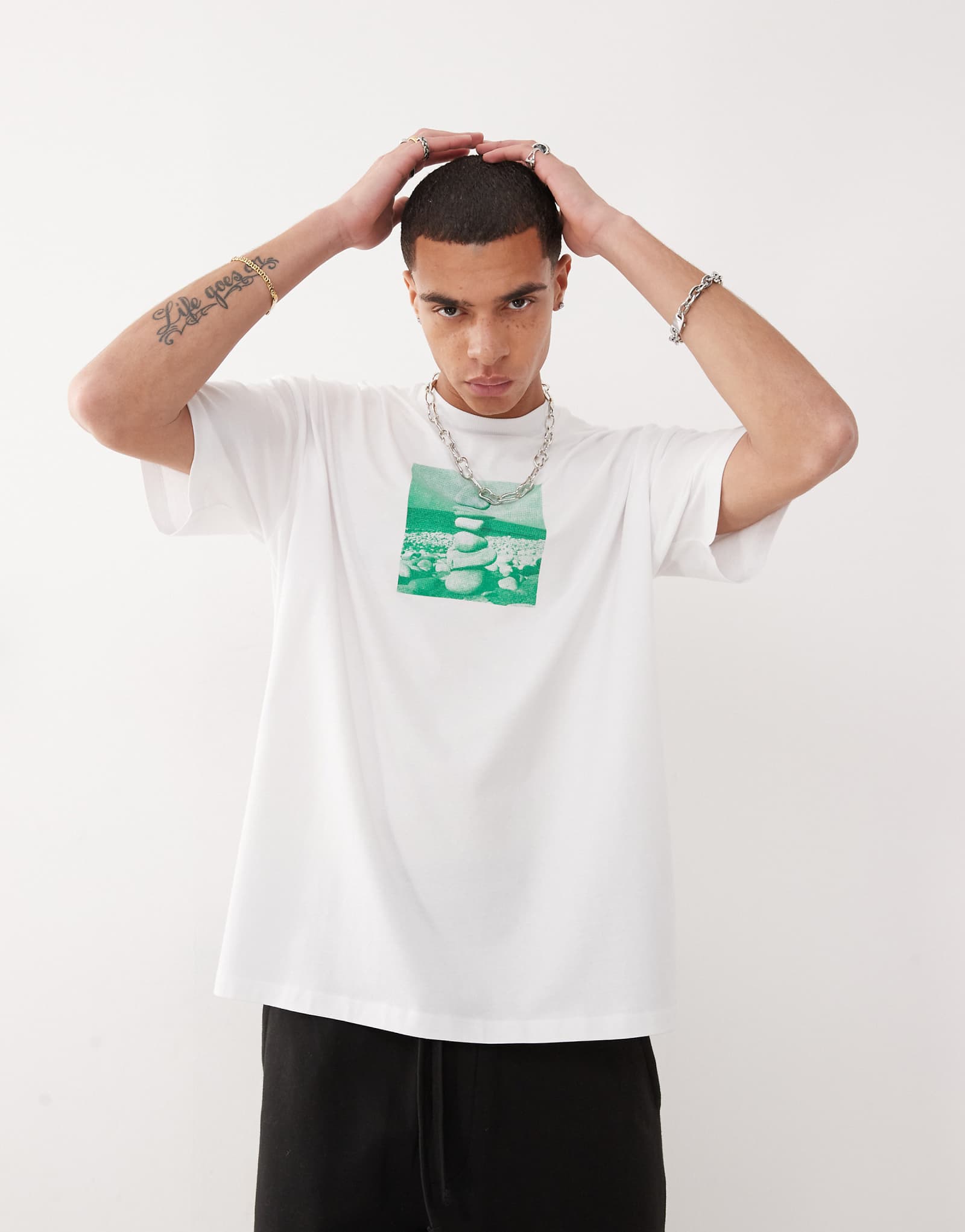 COLLUSION oversized front print T-shirt in white 4090₽
