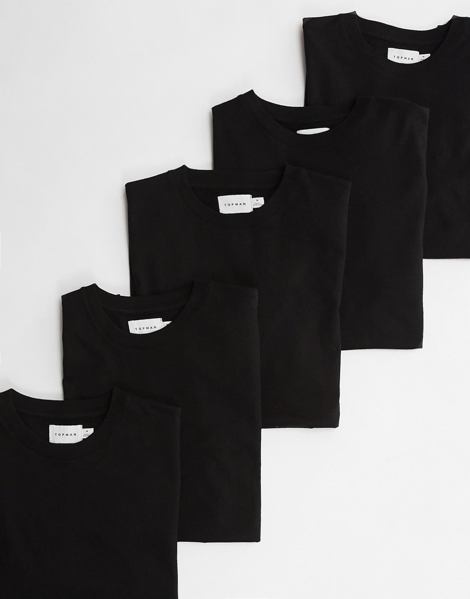 Topman 5 pack regular fit T-shirts in black