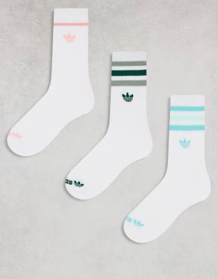носки adidas Originals Roller 3.0 3-pack crew белого цвета с вставками пастельных тонов