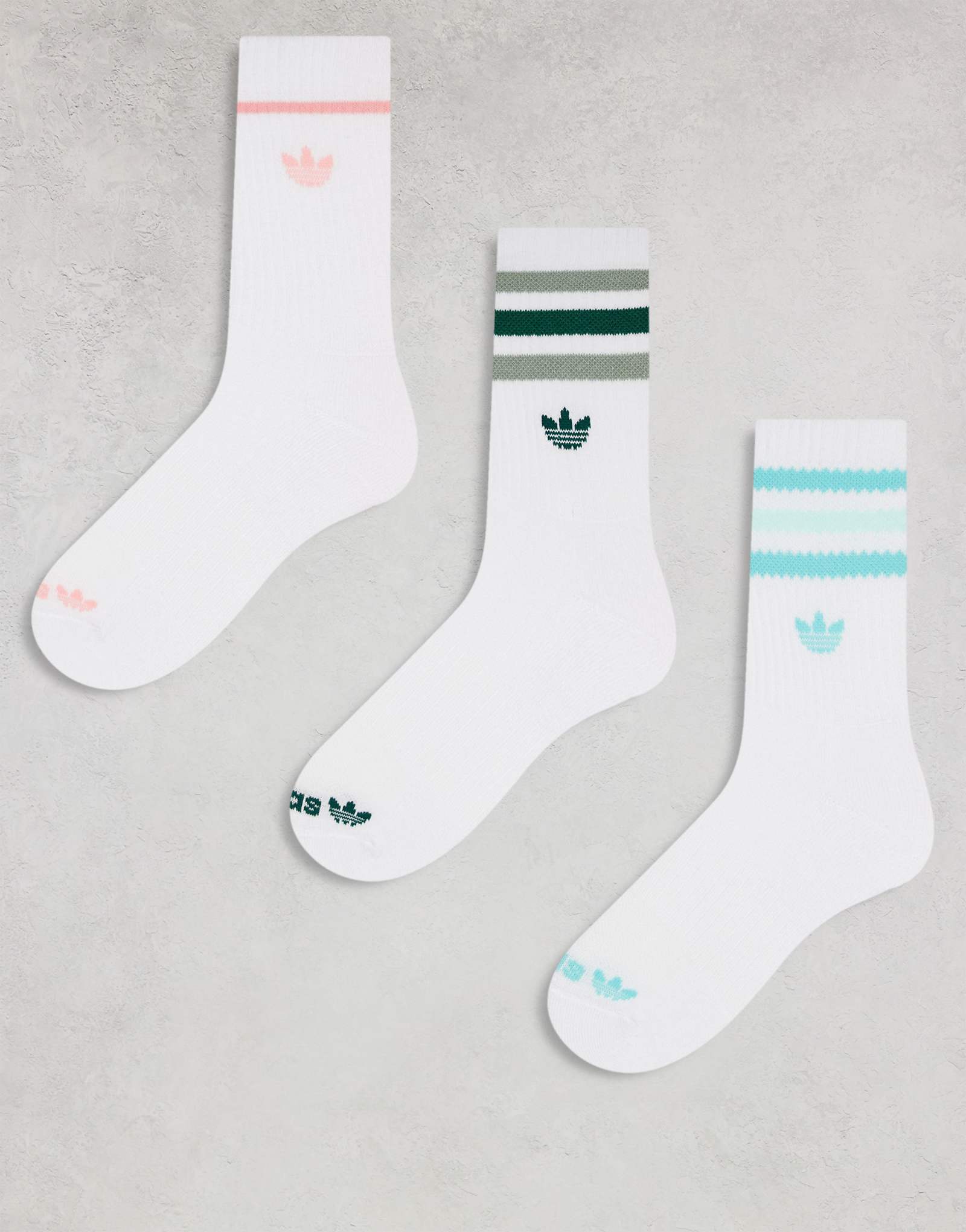 adidas Originals Roller 30 3-pack crew socks in white with pastel color pops 2290₽
