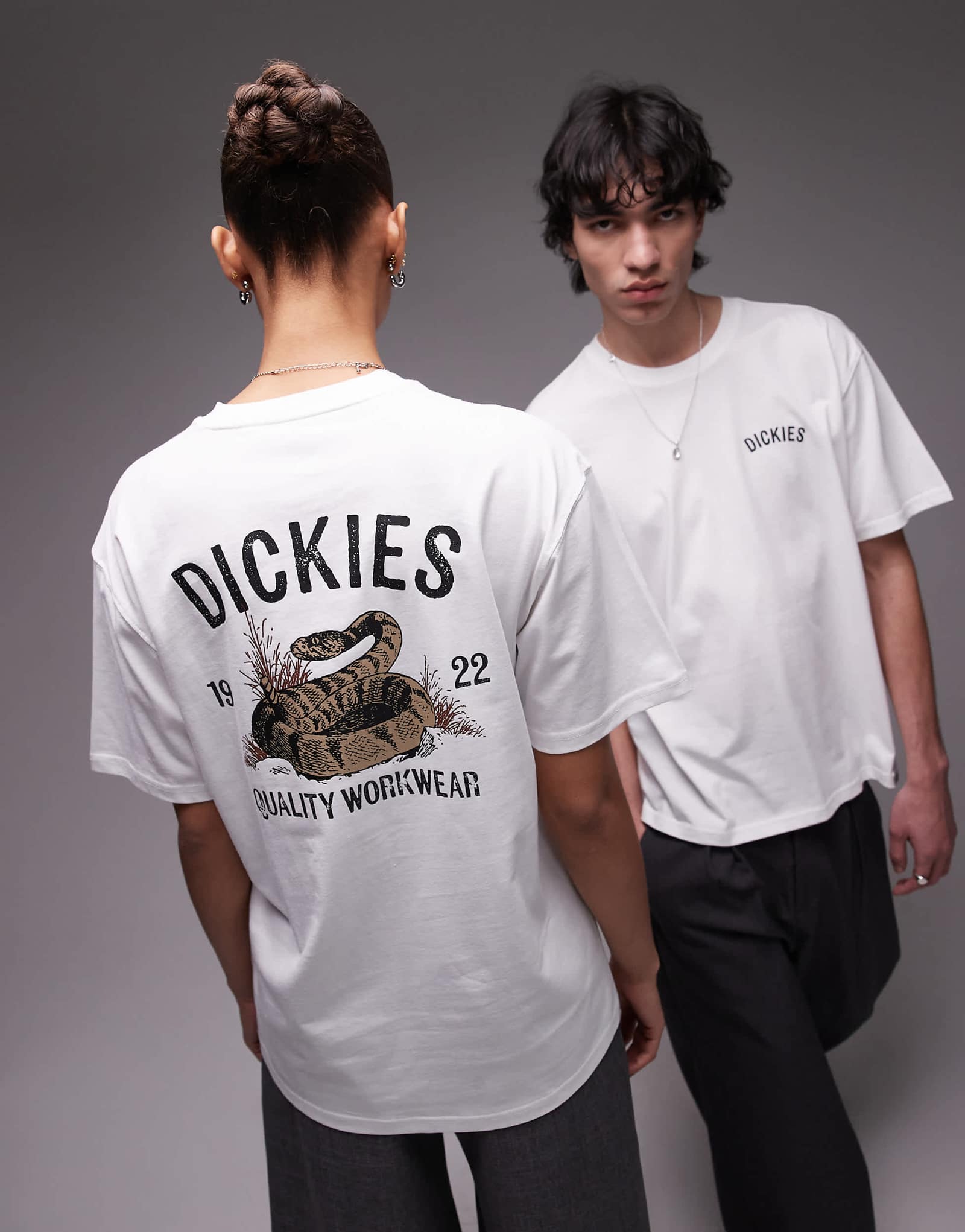 Dickies Snake back print graphic T-shirt in white