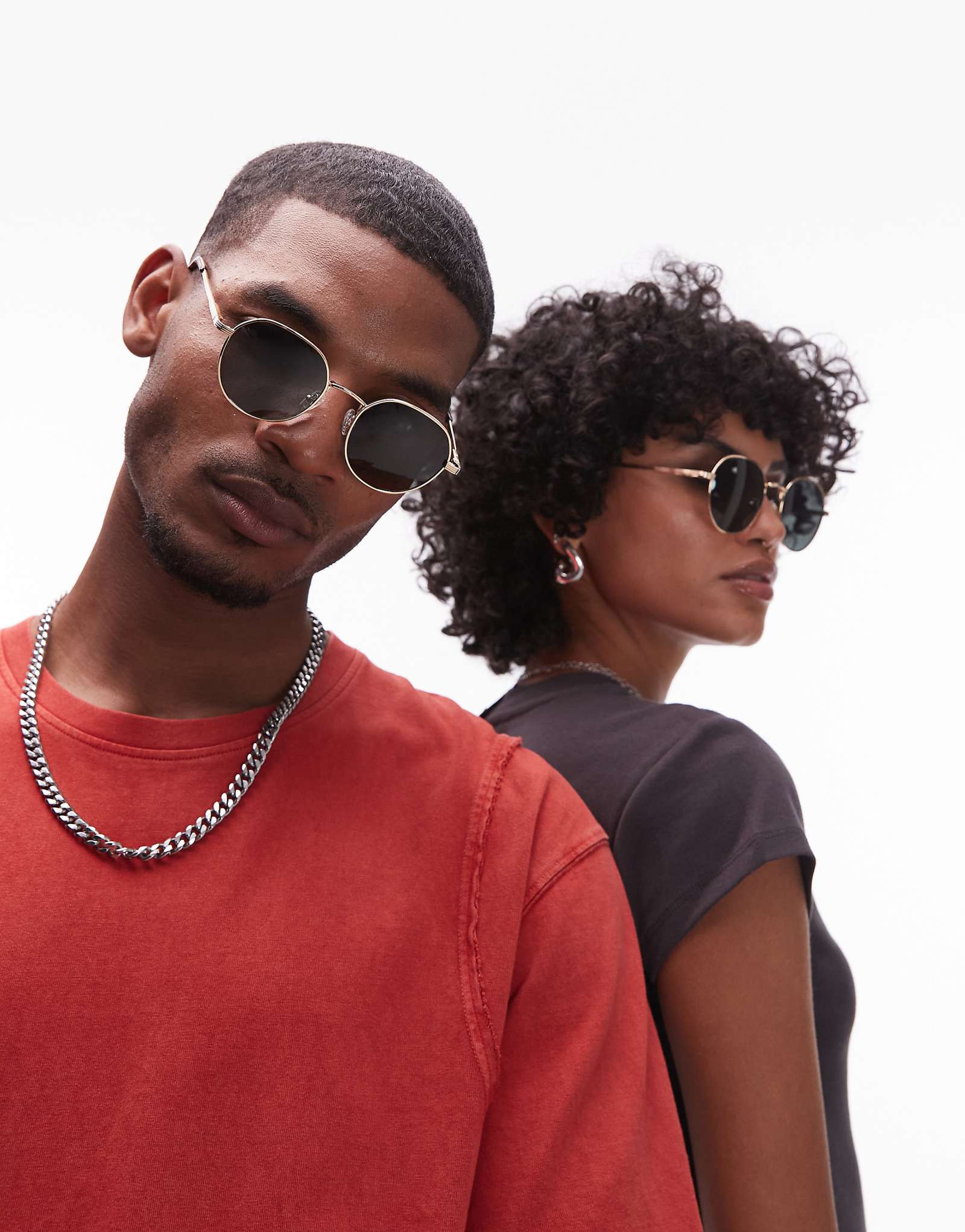 Le Specs odyssey round metal sunglasses with green polarised lens