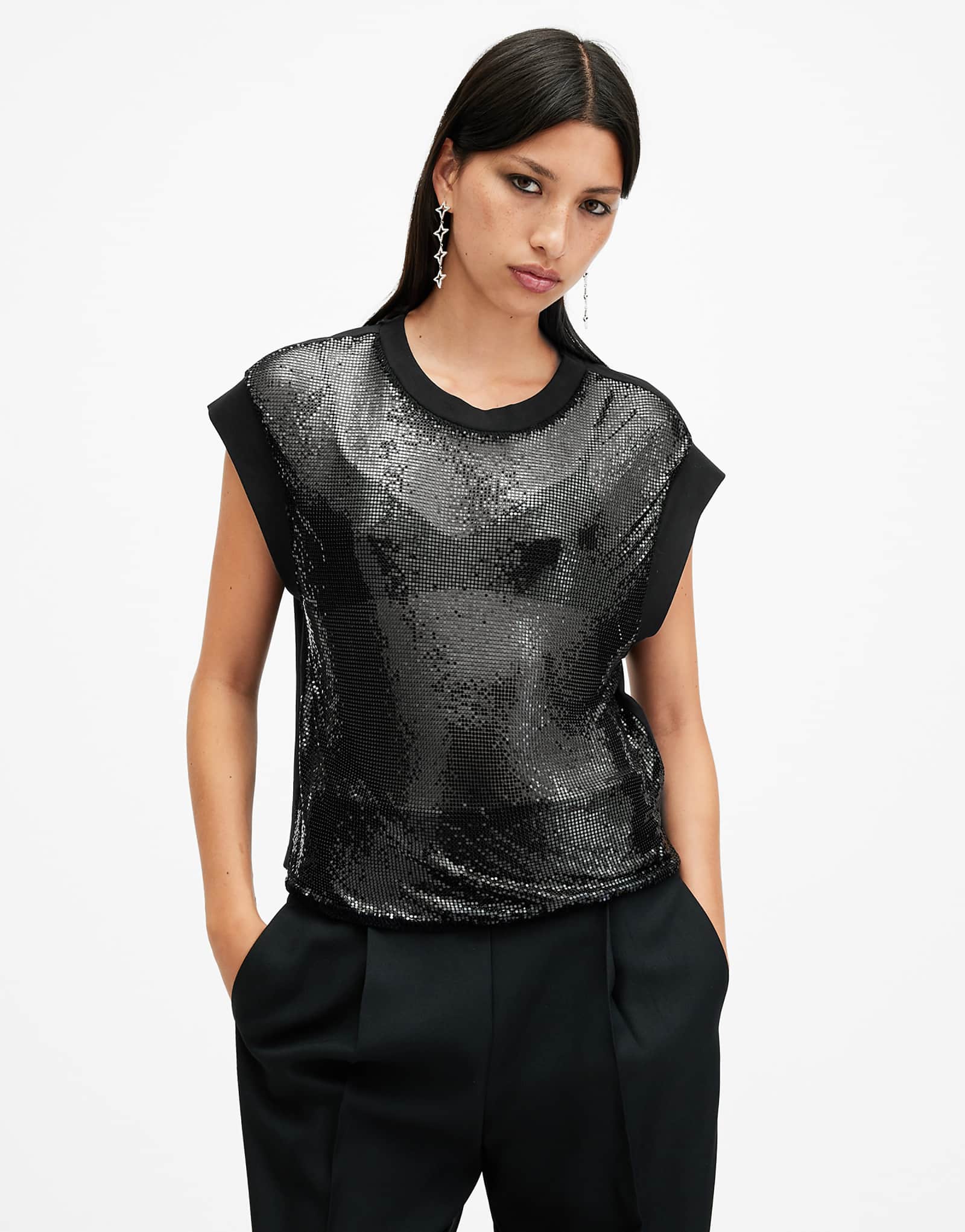 AllSaints Shane top in black 23390₽