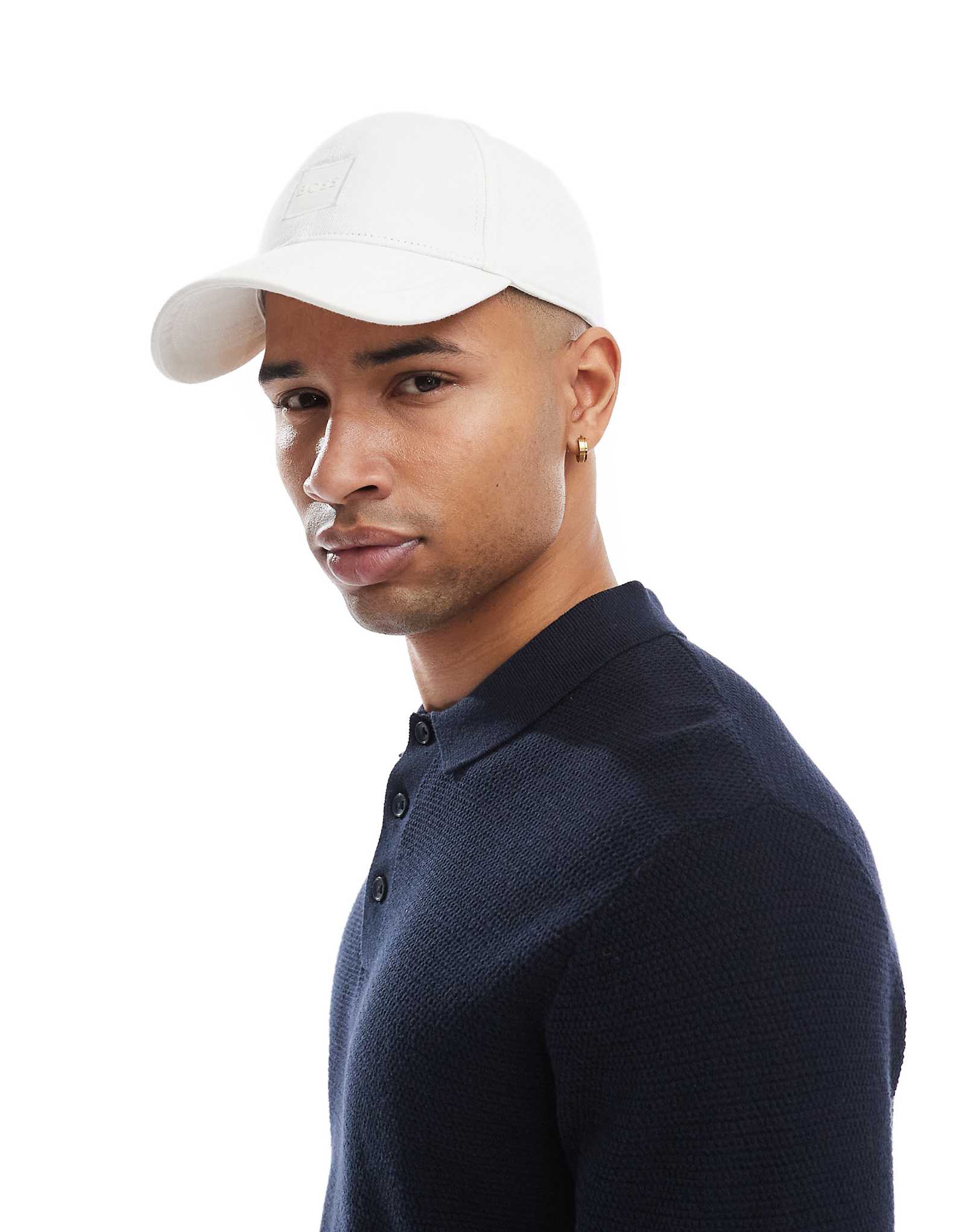 BOSS Derrel box logo cotton baseball cap in stone 5990₽