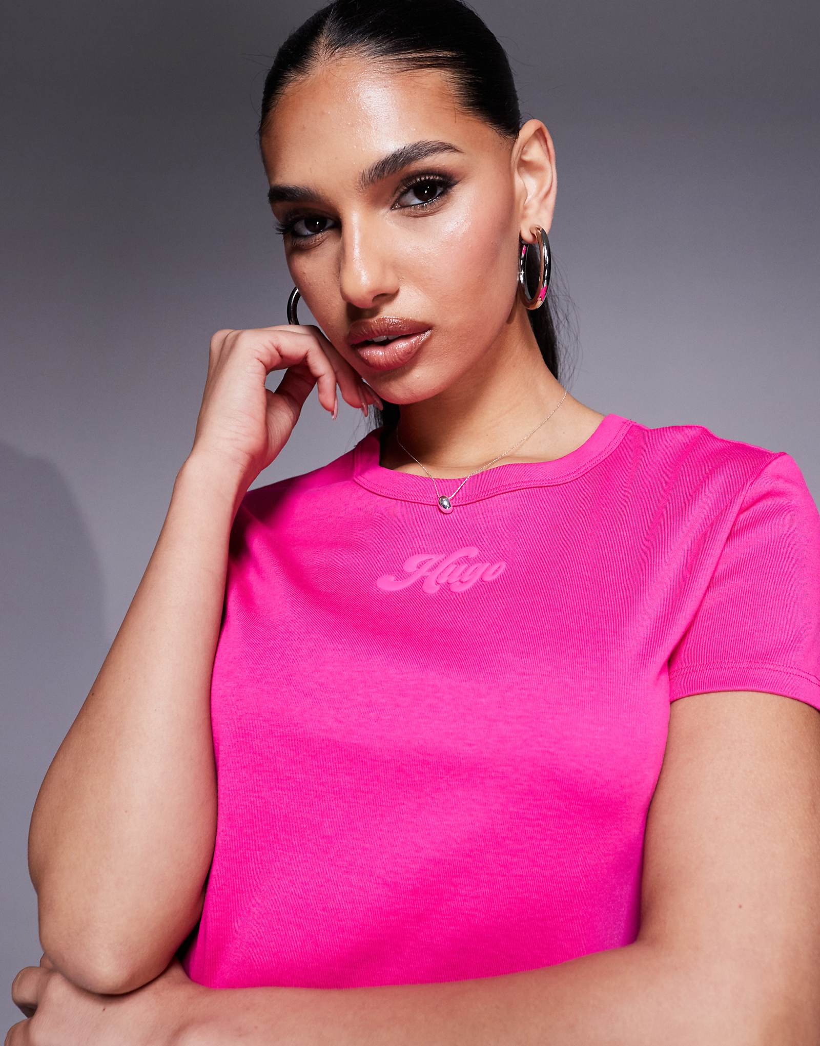 HUGO Red Delanor baby t-shirt in pink with logo