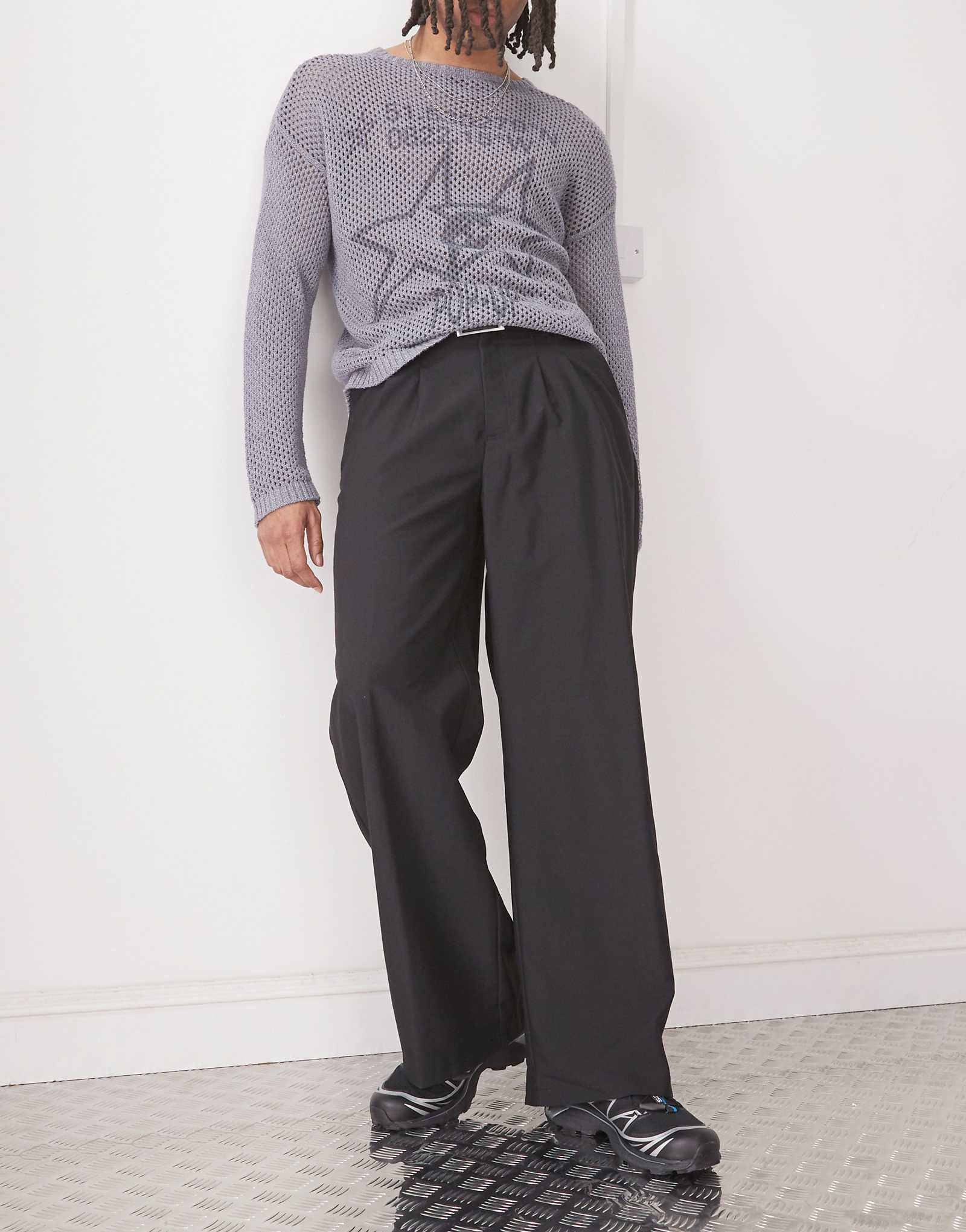 Непринужденные широкие брюки COLLUSION черного цвета сшитые на заказ по индивидуальному заказу 9790₽