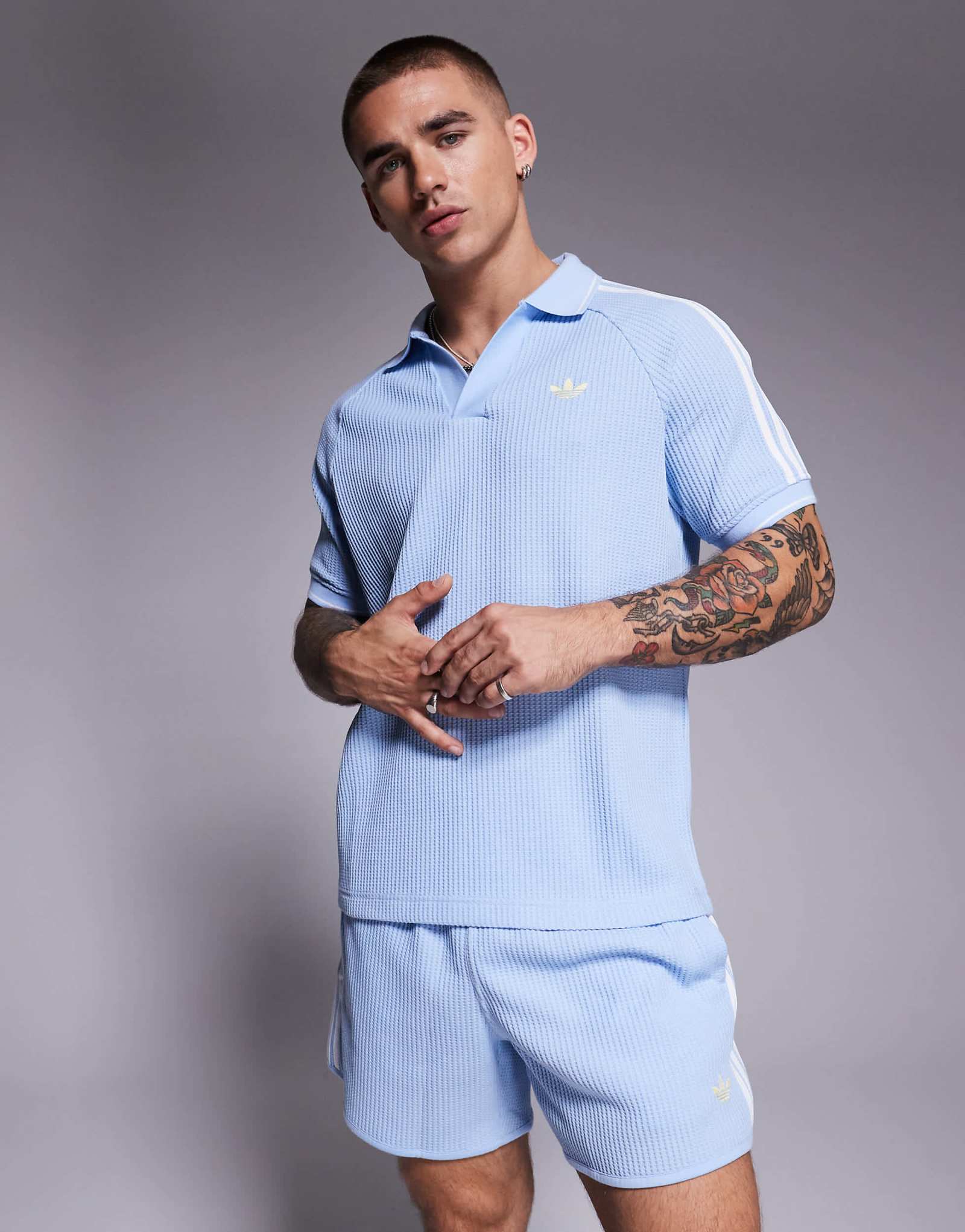 adidas Originals crochet polo shirt in blue 10290₽