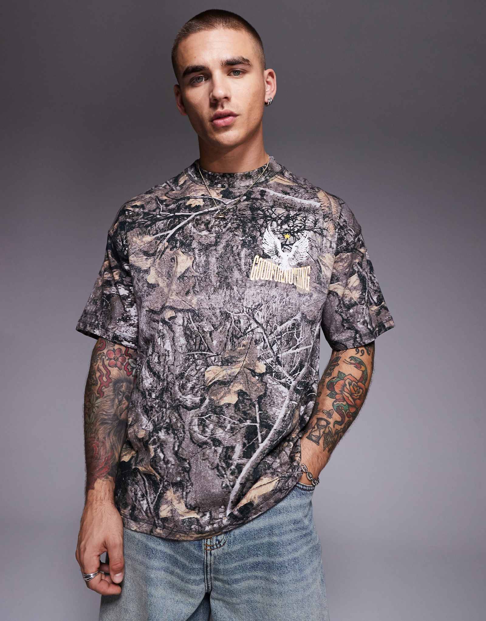 Good For Nothing t-shirt with back print in camo 8990₽