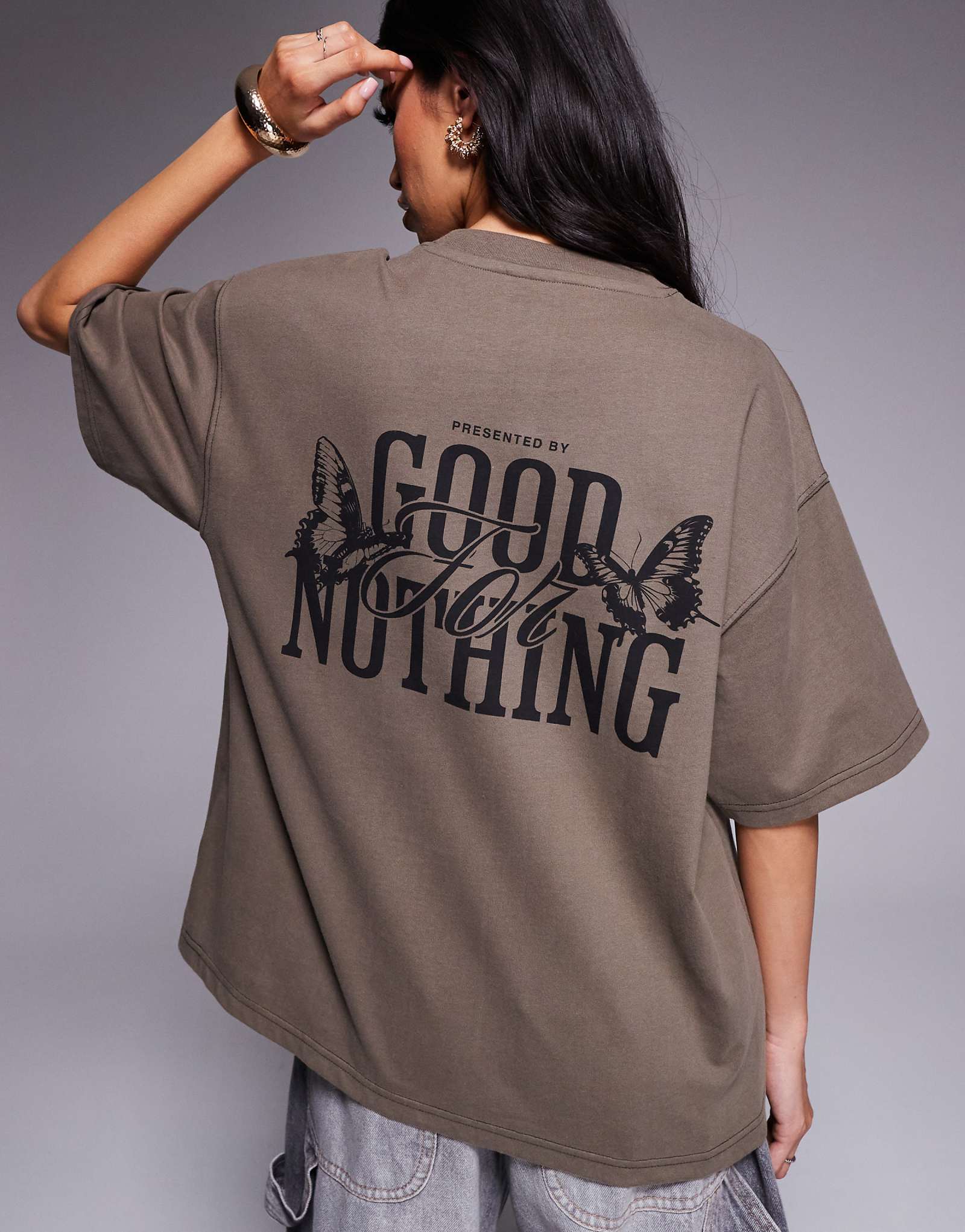 Good For Nothing logo back oversized t-shirt in beige 10890₽