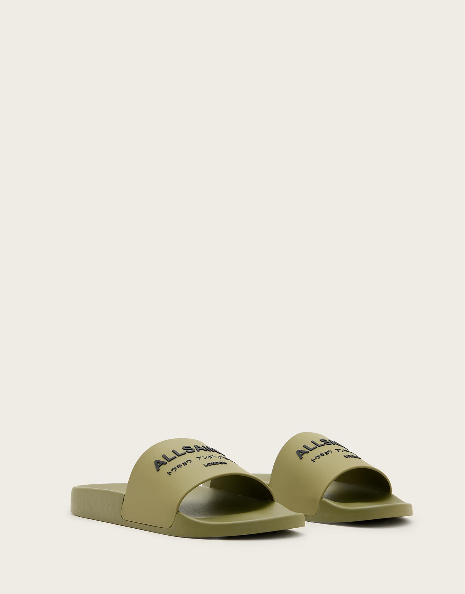 AllSaints Underground rubber slides in khaki 12790₽