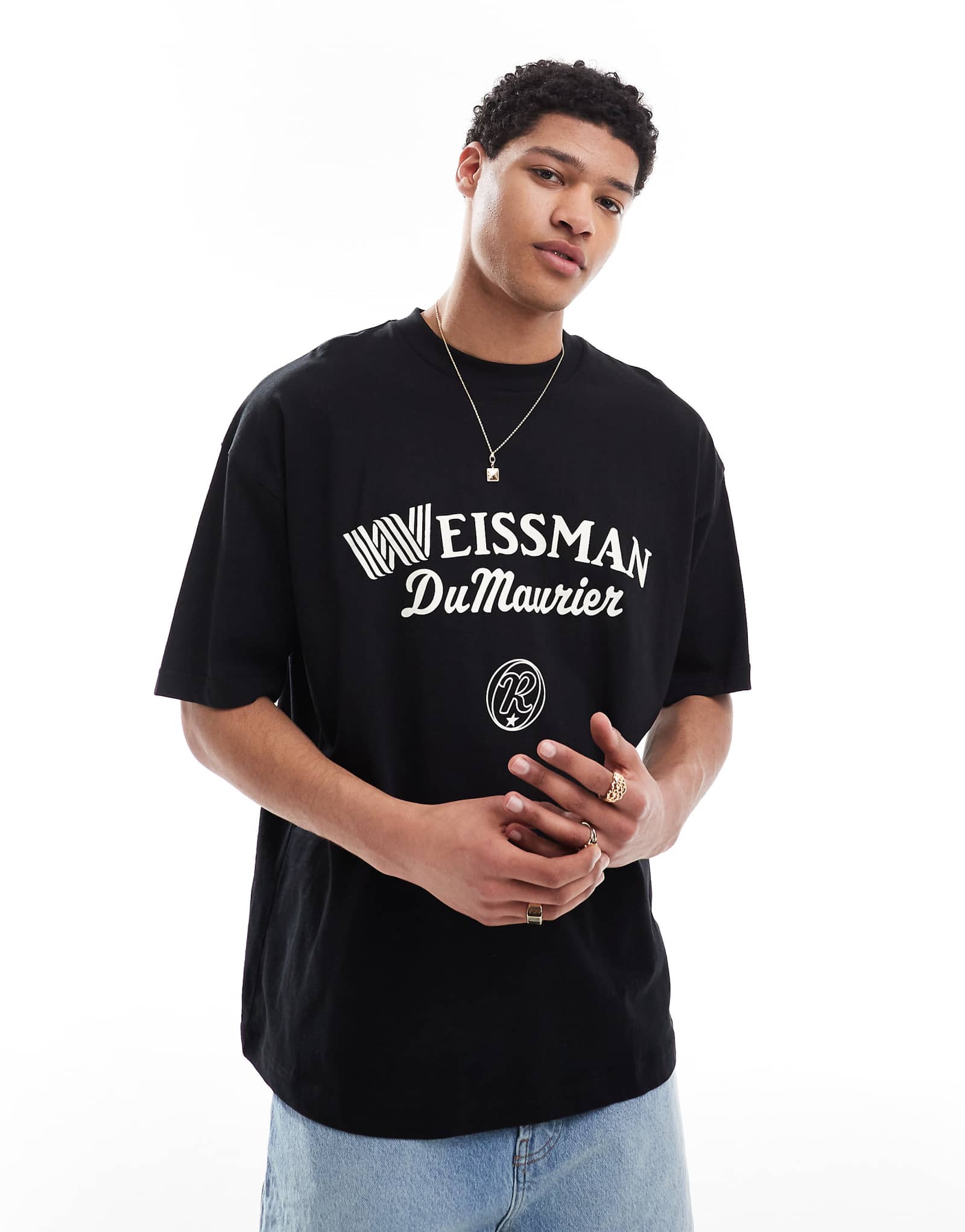 ASOS DESIGN oversized t-shirt with text graphic in black 2890₽