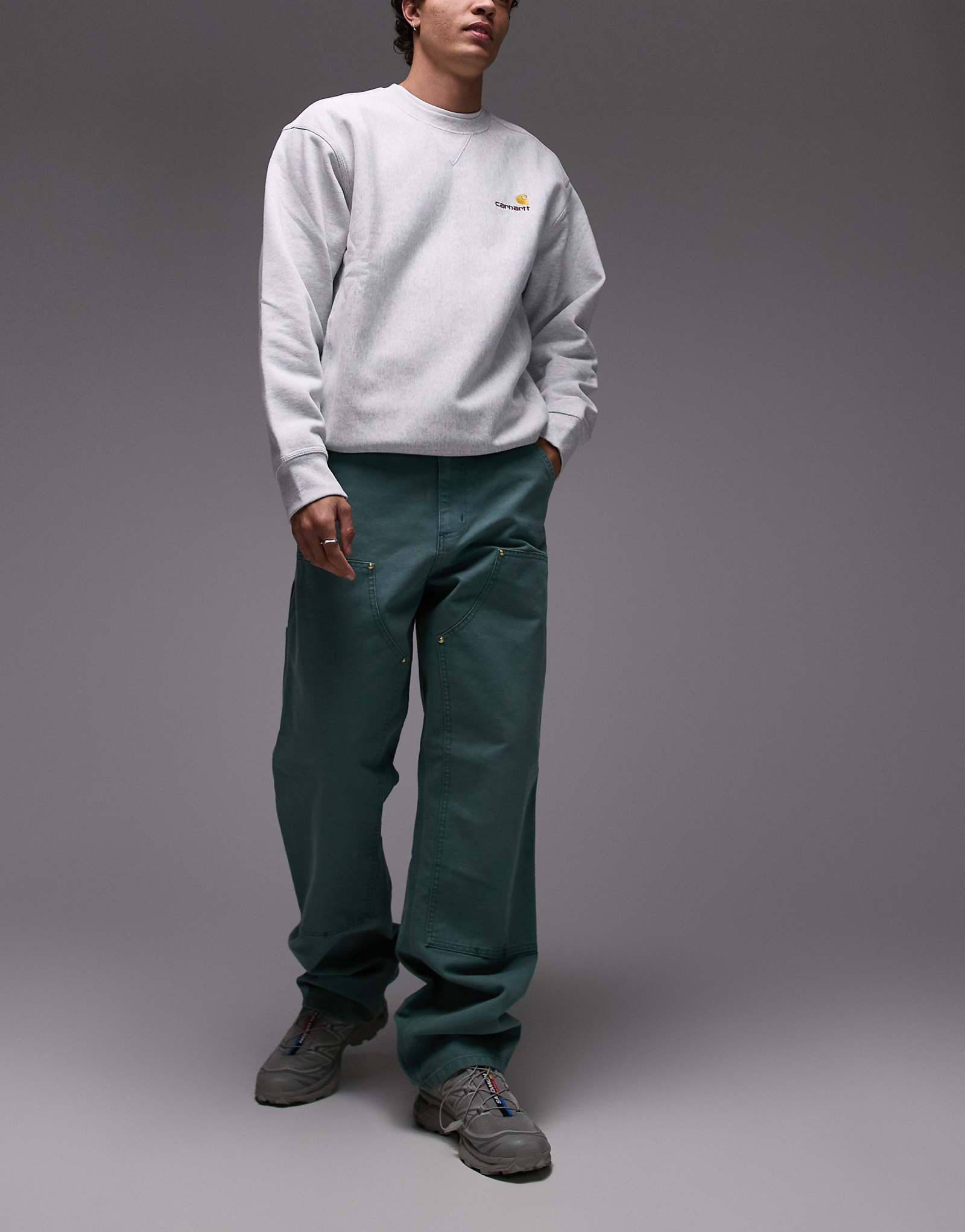 Carhartt WIP double knee pants in washed green