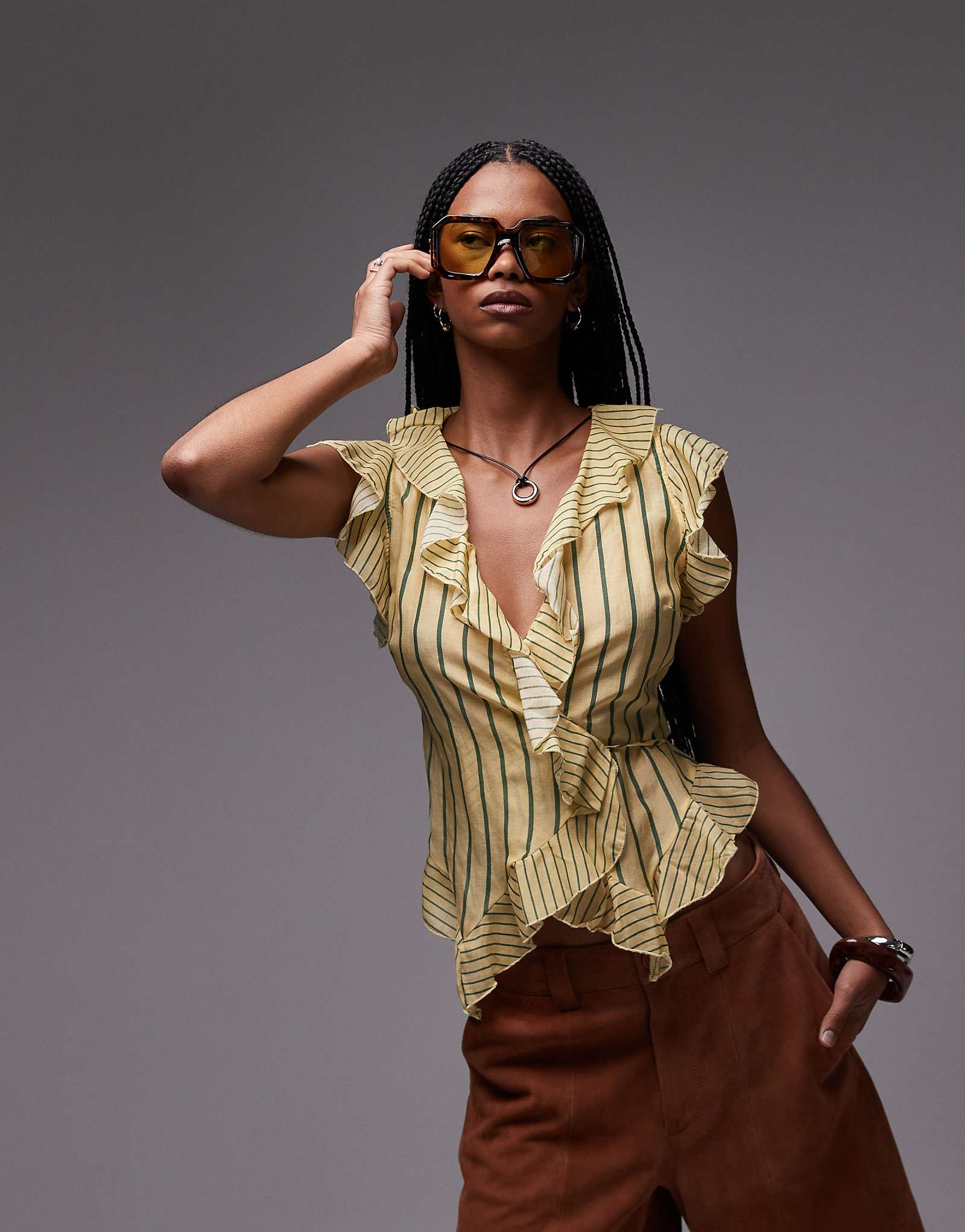 LAAGAM bettina yellow stripe ruffle blouse