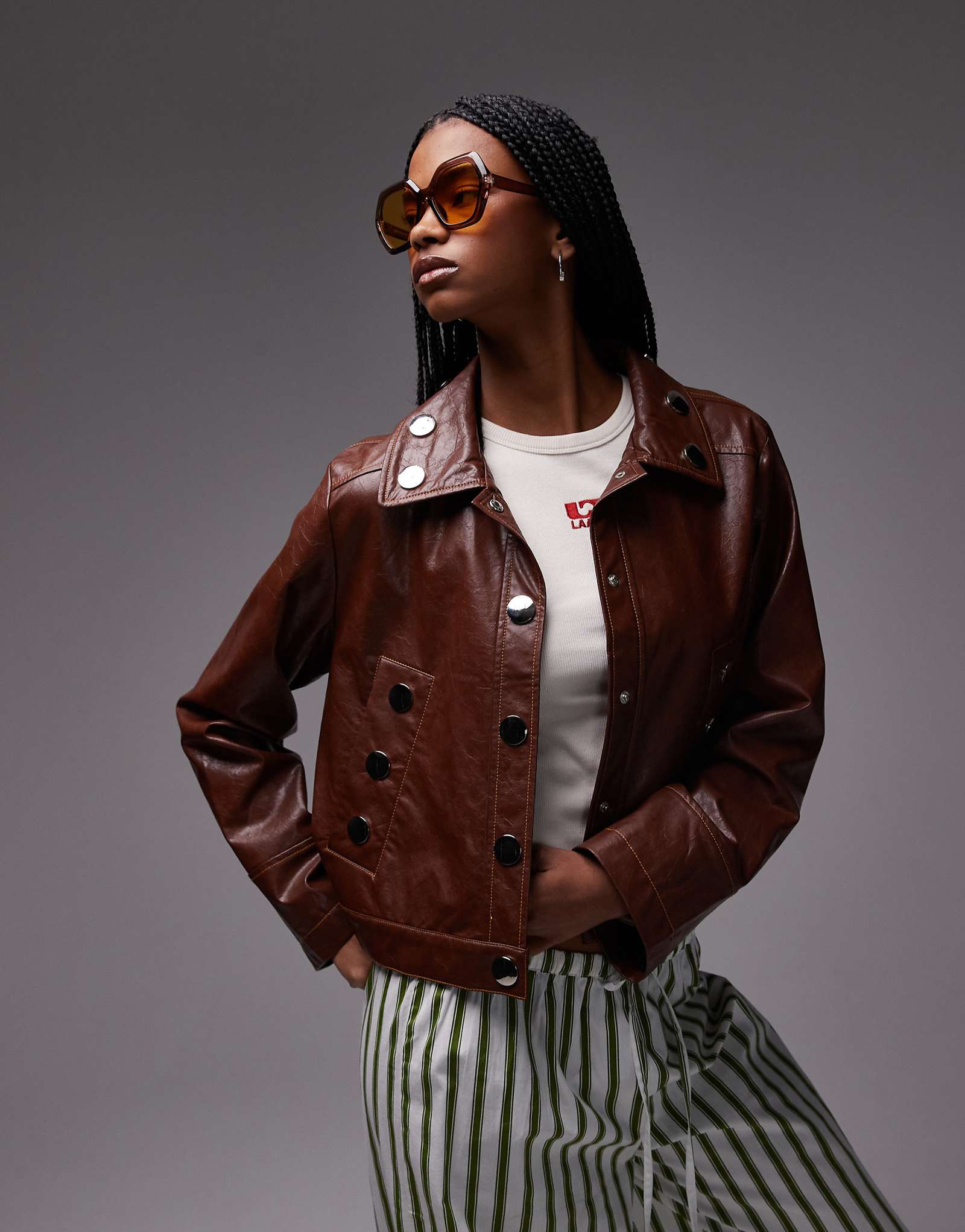 LAAGAM Shirley brown faux leather jacket 50390₽