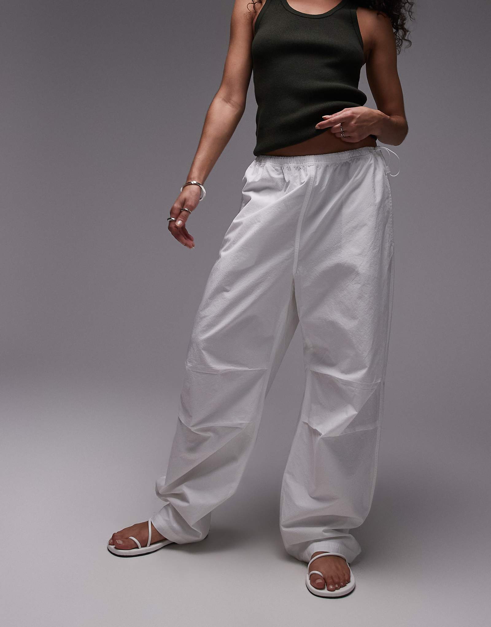ARKET sheer poplin pull-on pants in white