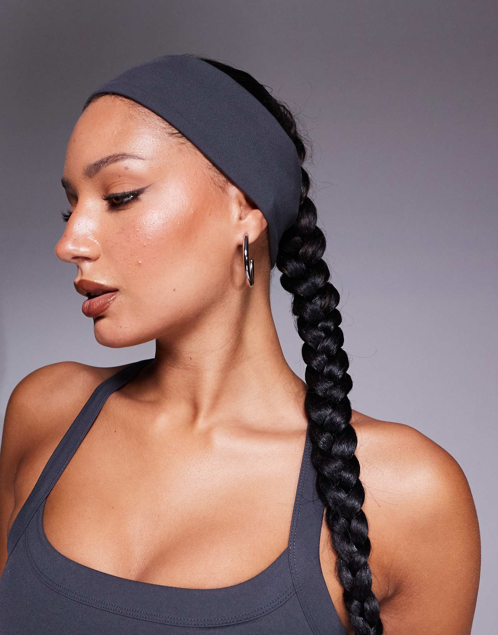 4505 soft touch yoga wide headband in iron gray