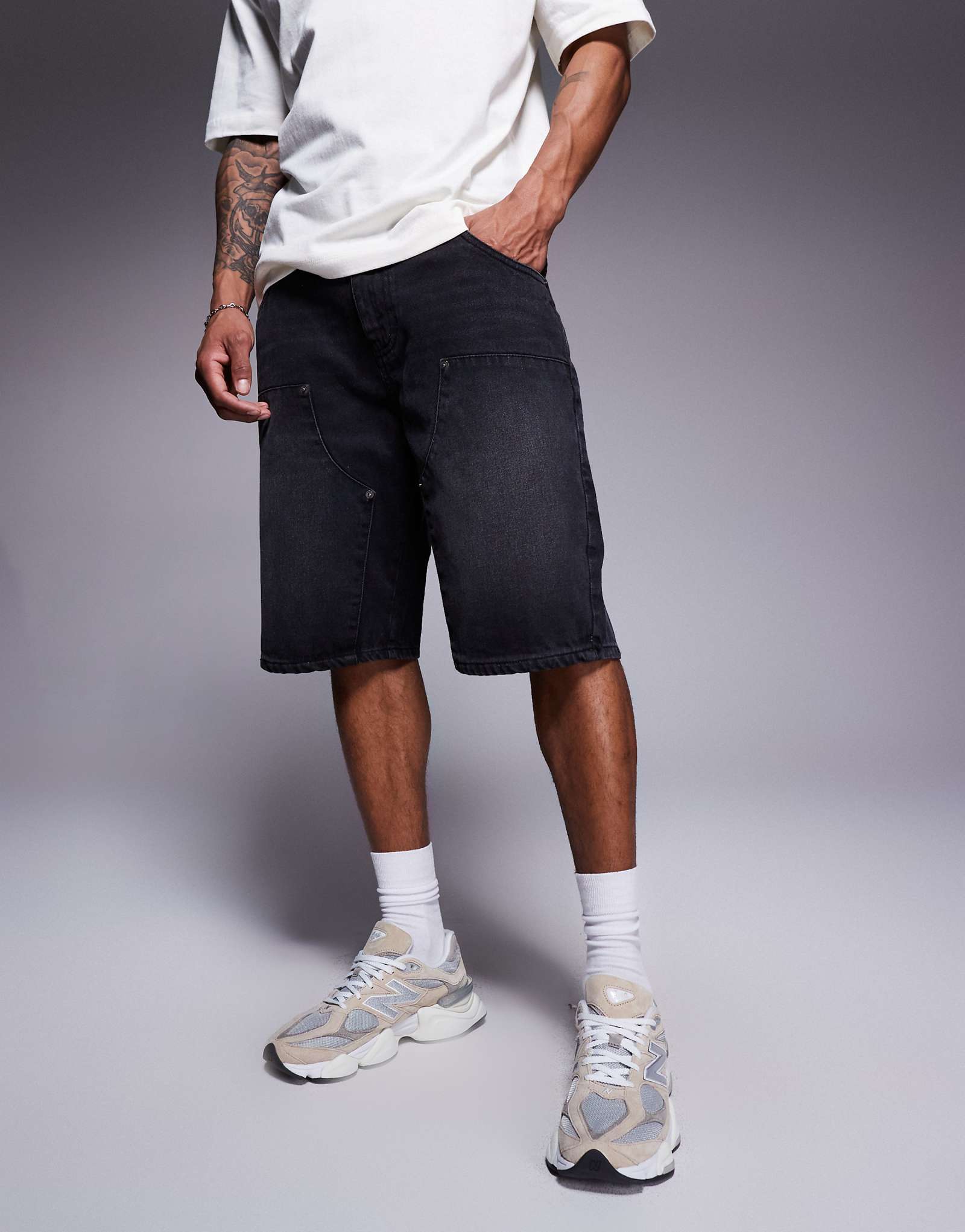 Good For Nothing skater denim carpenter shorts in black 16690₽