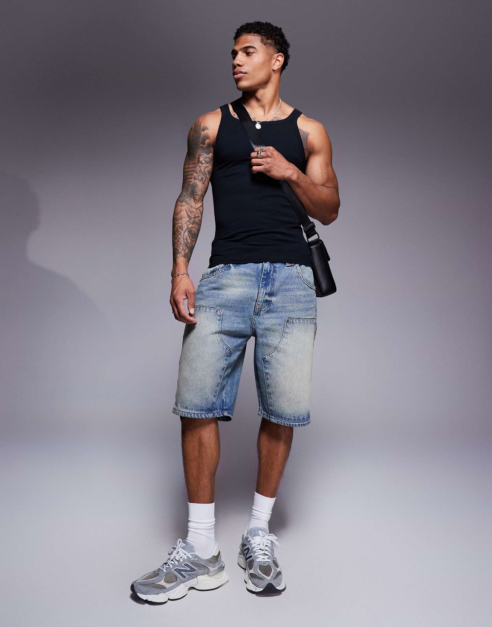 Good For Nothing skater denim carpenter shorts in light blue 14290₽