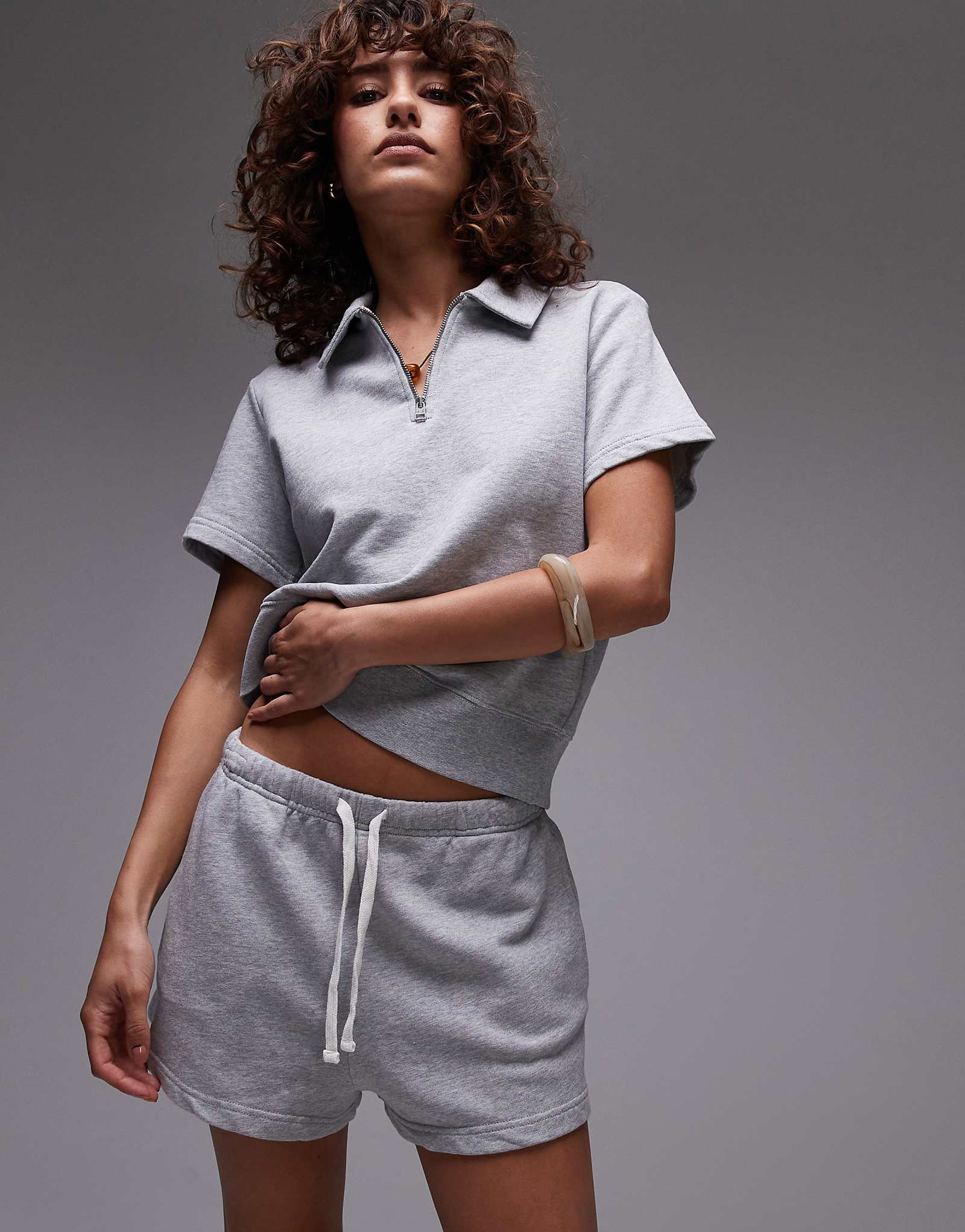 ARKET pure cotton pull on sweatshirt fabric shorts in gray 11590₽