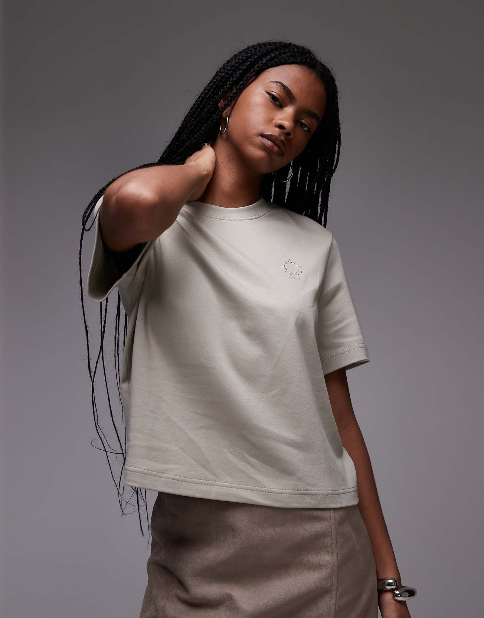 AllSaints lisa haven tee in light ash green 11590₽