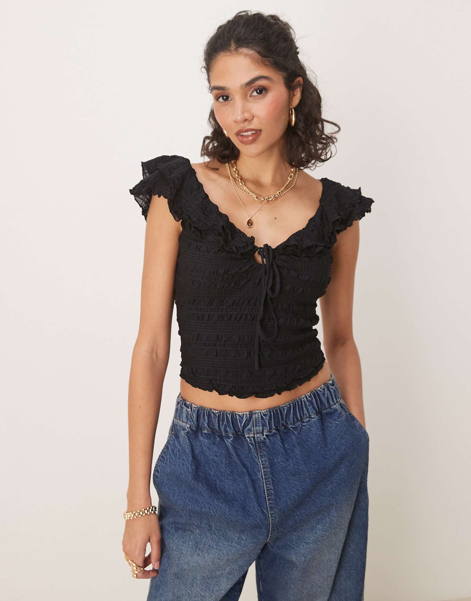 Free People love you more ruched top in black 8390₽