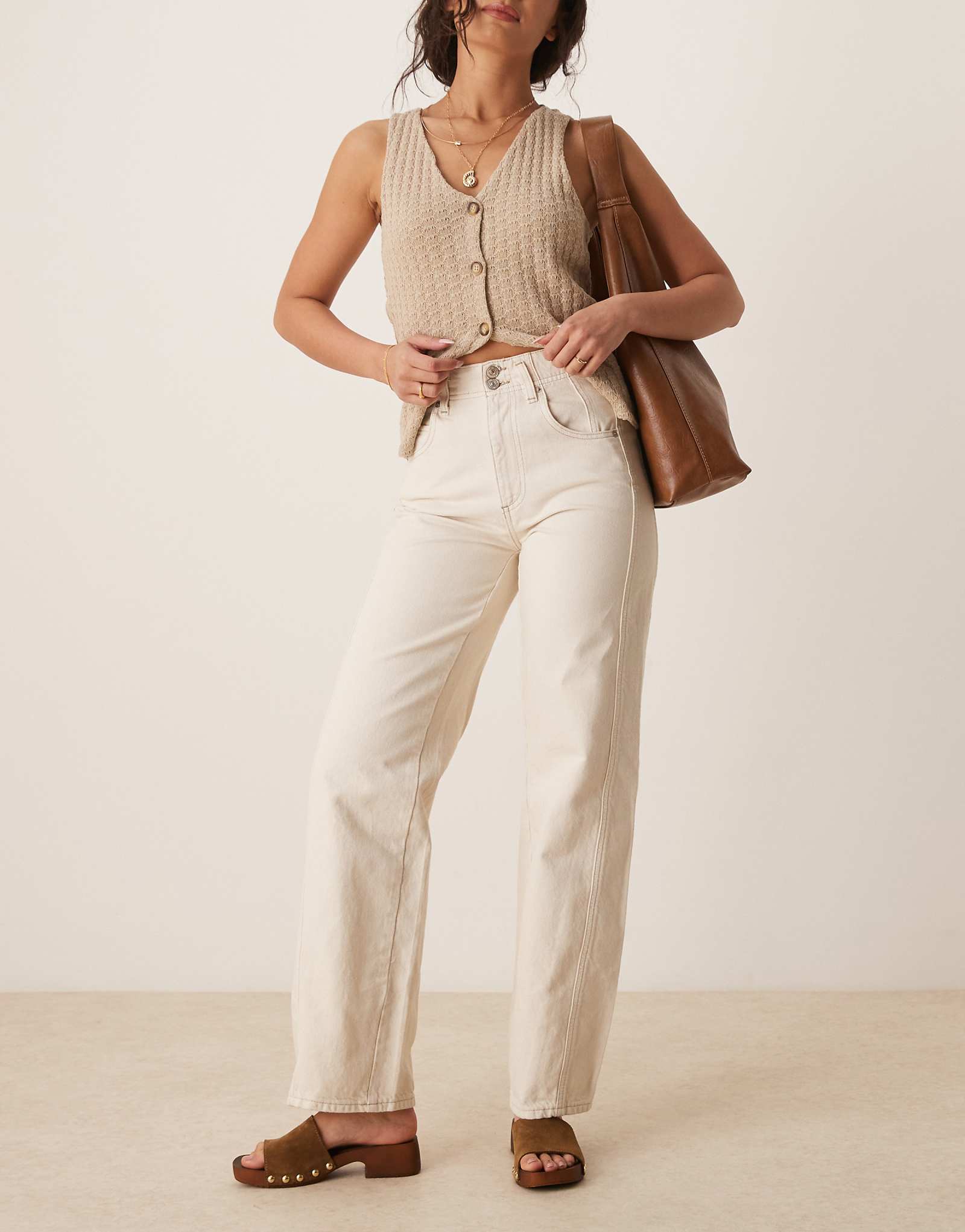 Free People aster straight leg jeans in ecru 19990₽