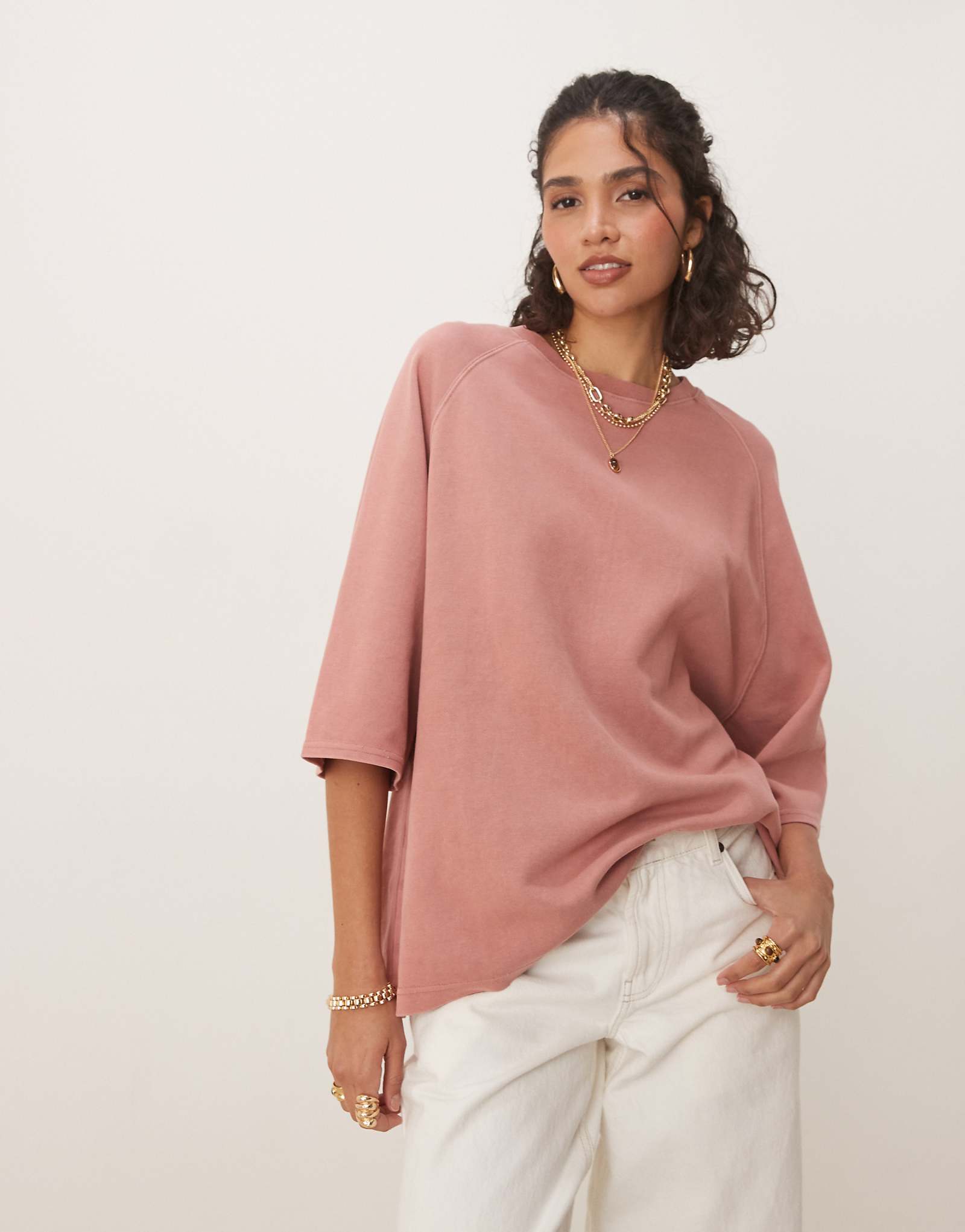 Free People joah washed overszied T-shirt in dusty pink 11790₽