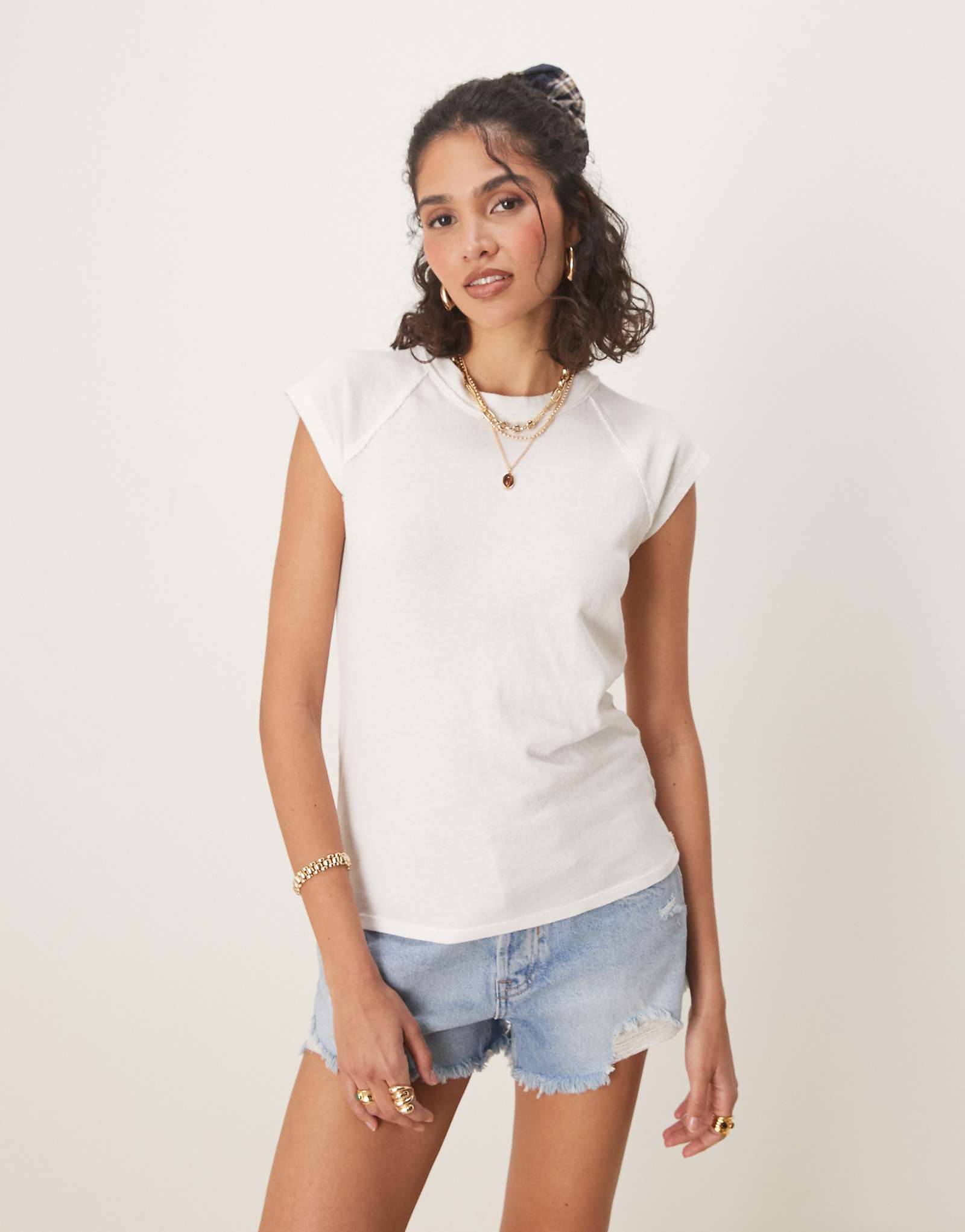Free People riley raglan sleeve t-shirt in ivory 5890₽