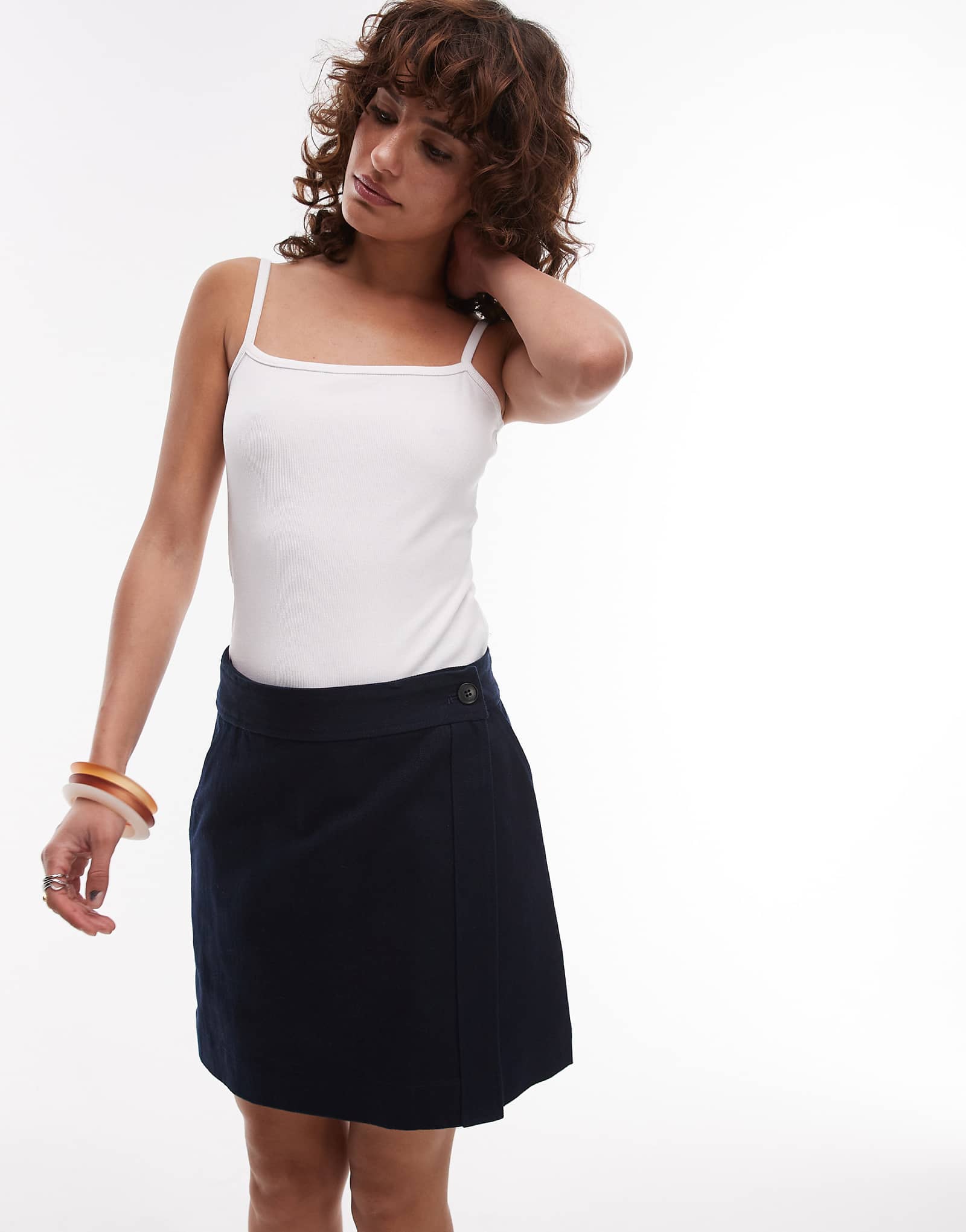 ARKET twill wrap mini skirt in navy blue 11990₽