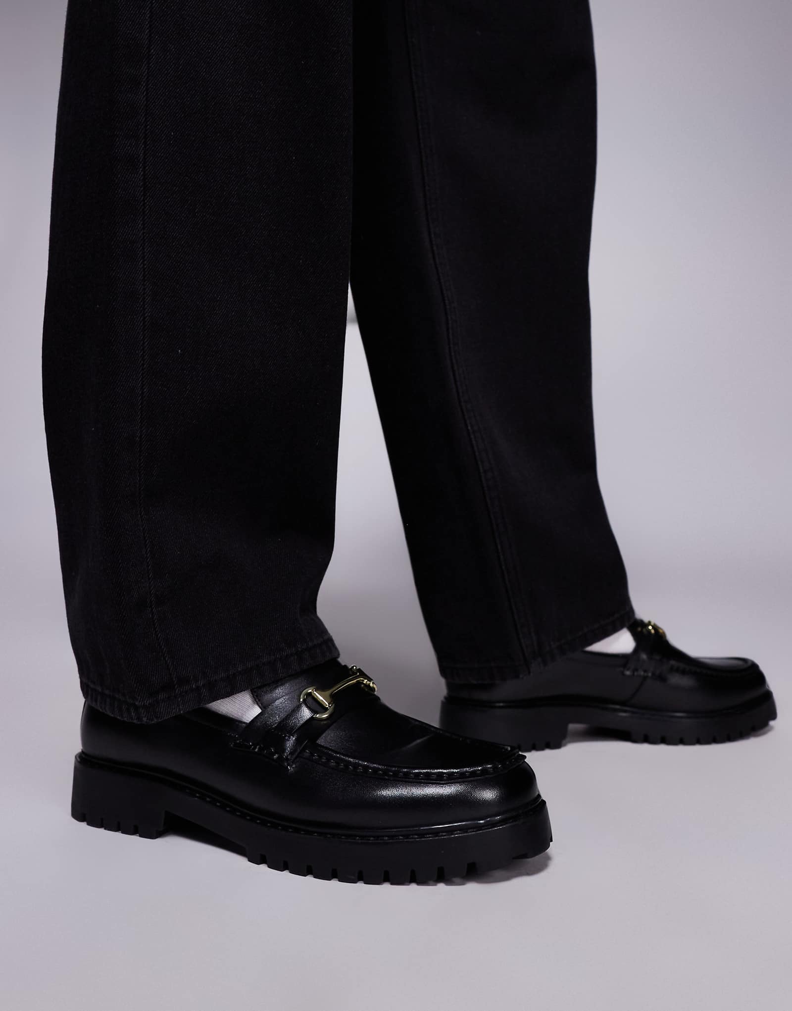 Walk London Sean trim loafers in black leather