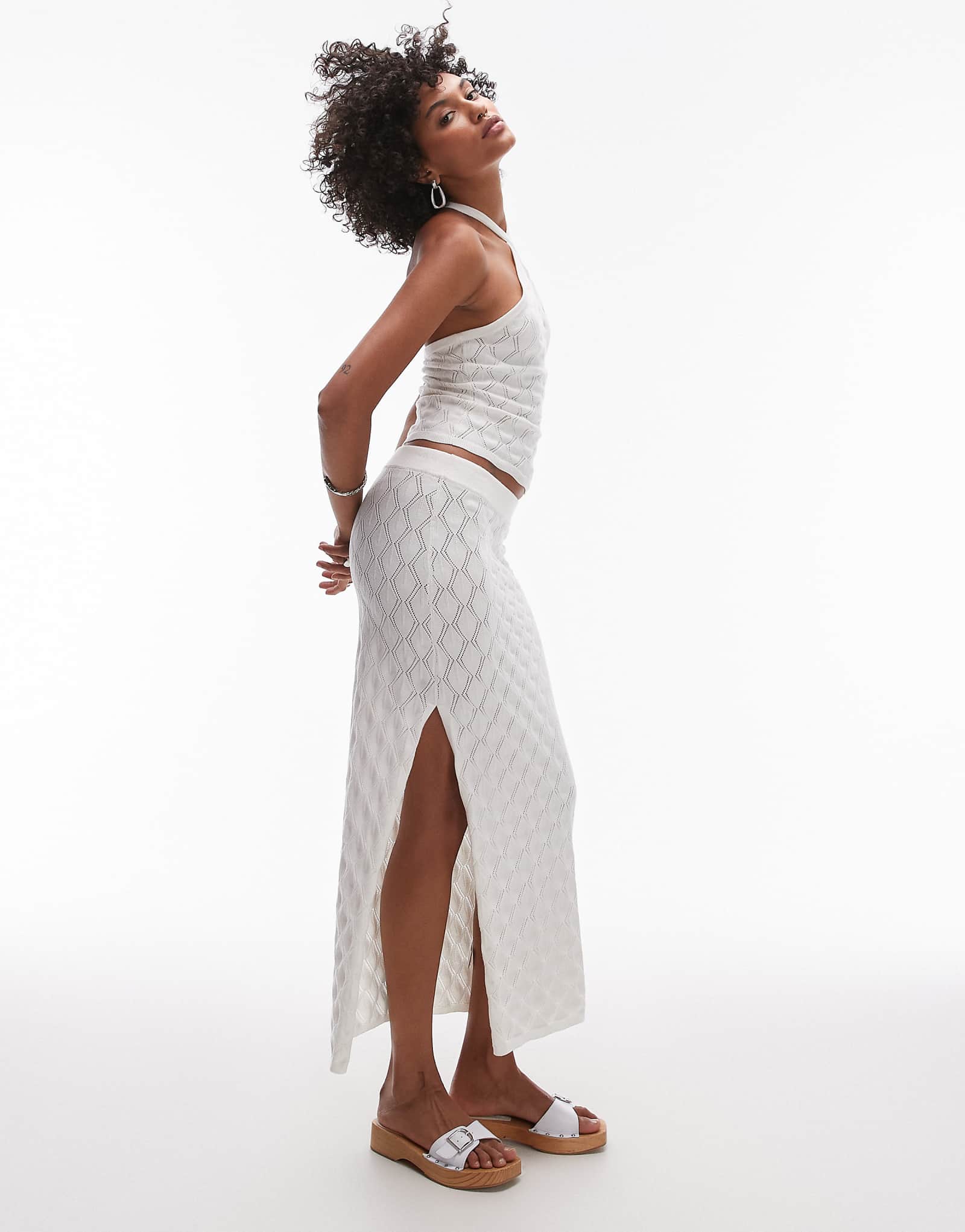 Rhythm daisy knit maxi beach skirt in white - part of a set 5890₽