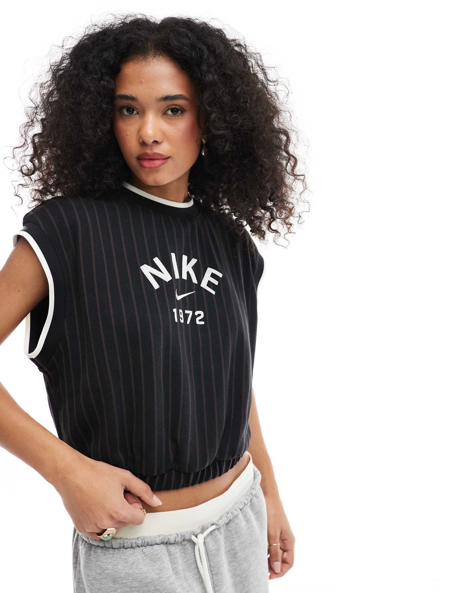 Nike Collection knit oversized tank top in black and white 14090₽
