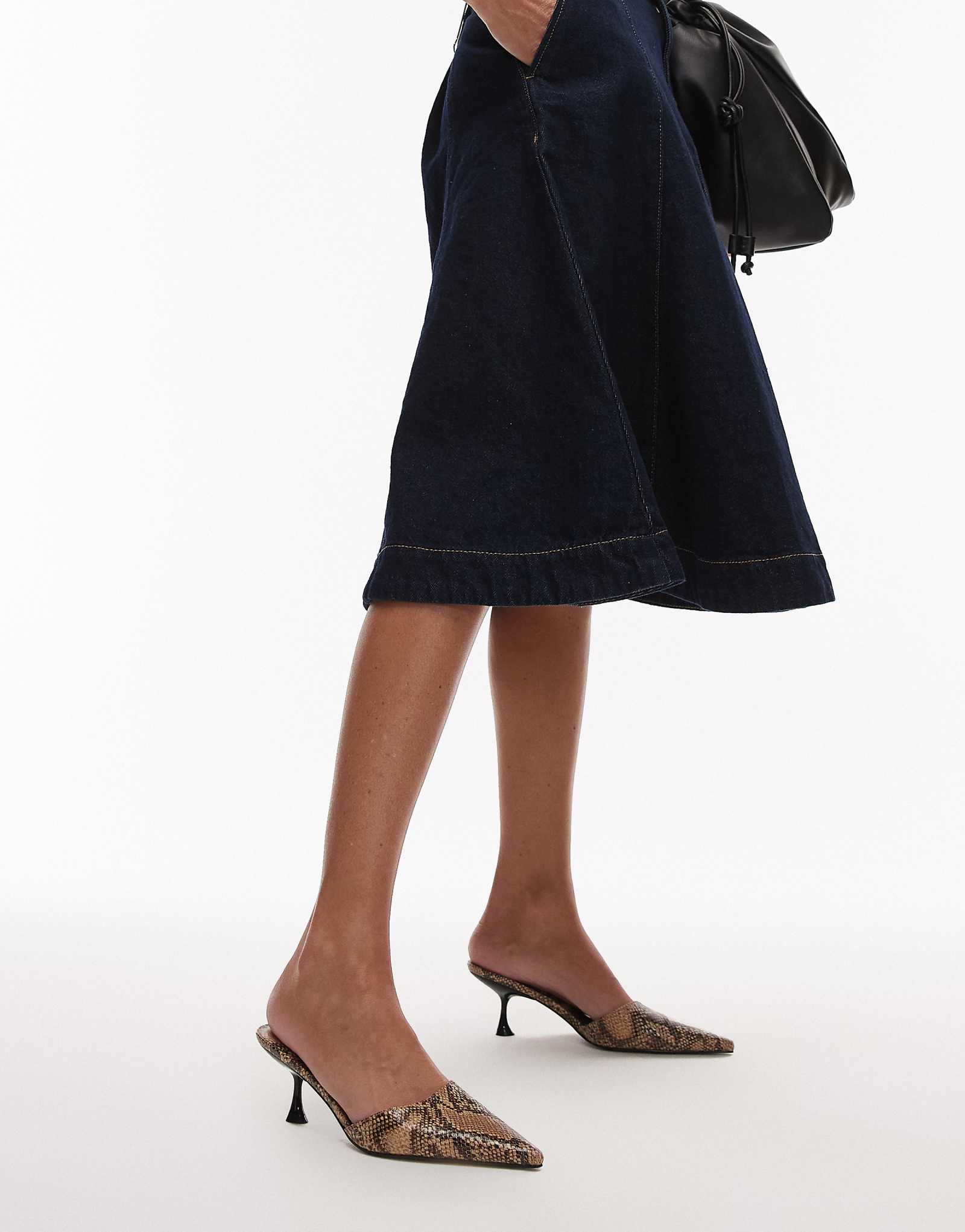 Topshop Dorota kitten heel pointed mule in snake 10590₽