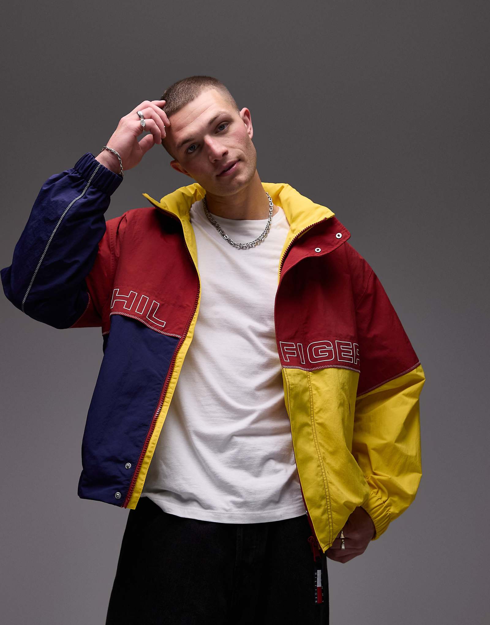Tommy Hilfiger colorblock regatta wind jacket in red navy yellow 80890₽