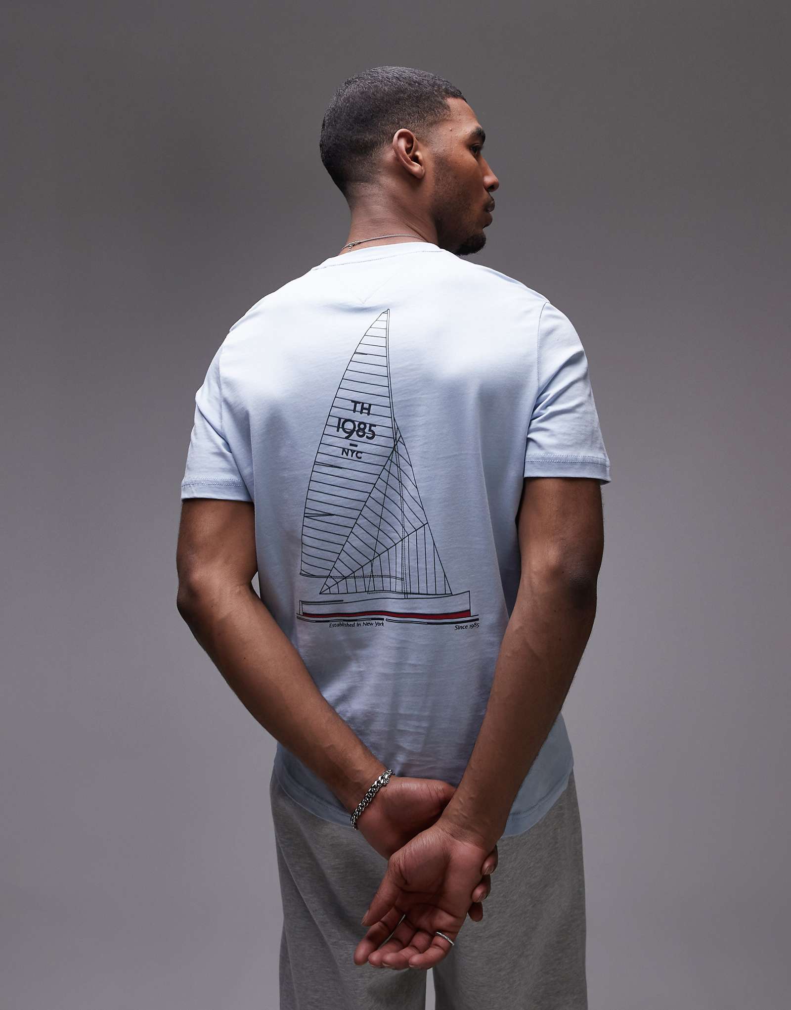 Tommy Hilfiger outline sailing t-shirt in pale blue 9190₽